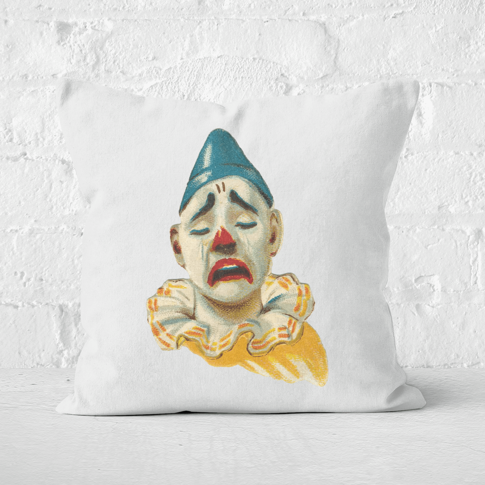 Pressed Flowers Crying Clown Square Cushion - 60x60cm - Soft Touch