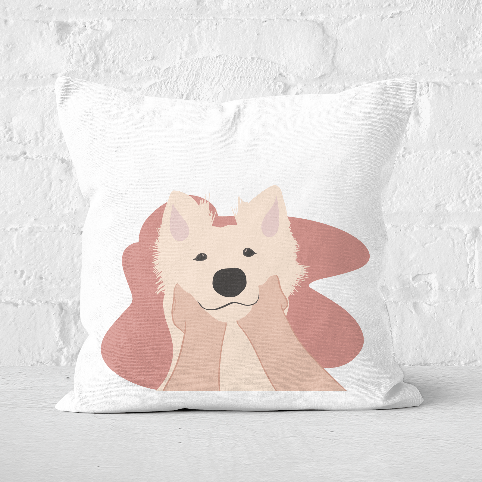 Pressed Flowers Doggy Smiles Square Cushion - 60x60cm - Soft Touch