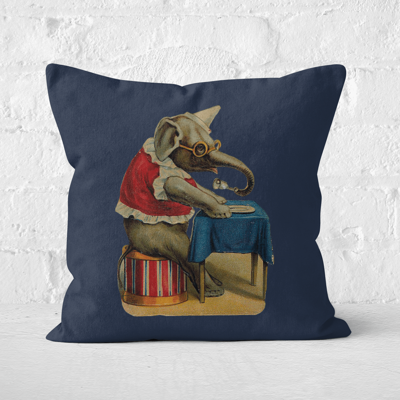 Pressed Flowers Clown Elephant Square Cushion - 60x60cm - Soft Touch