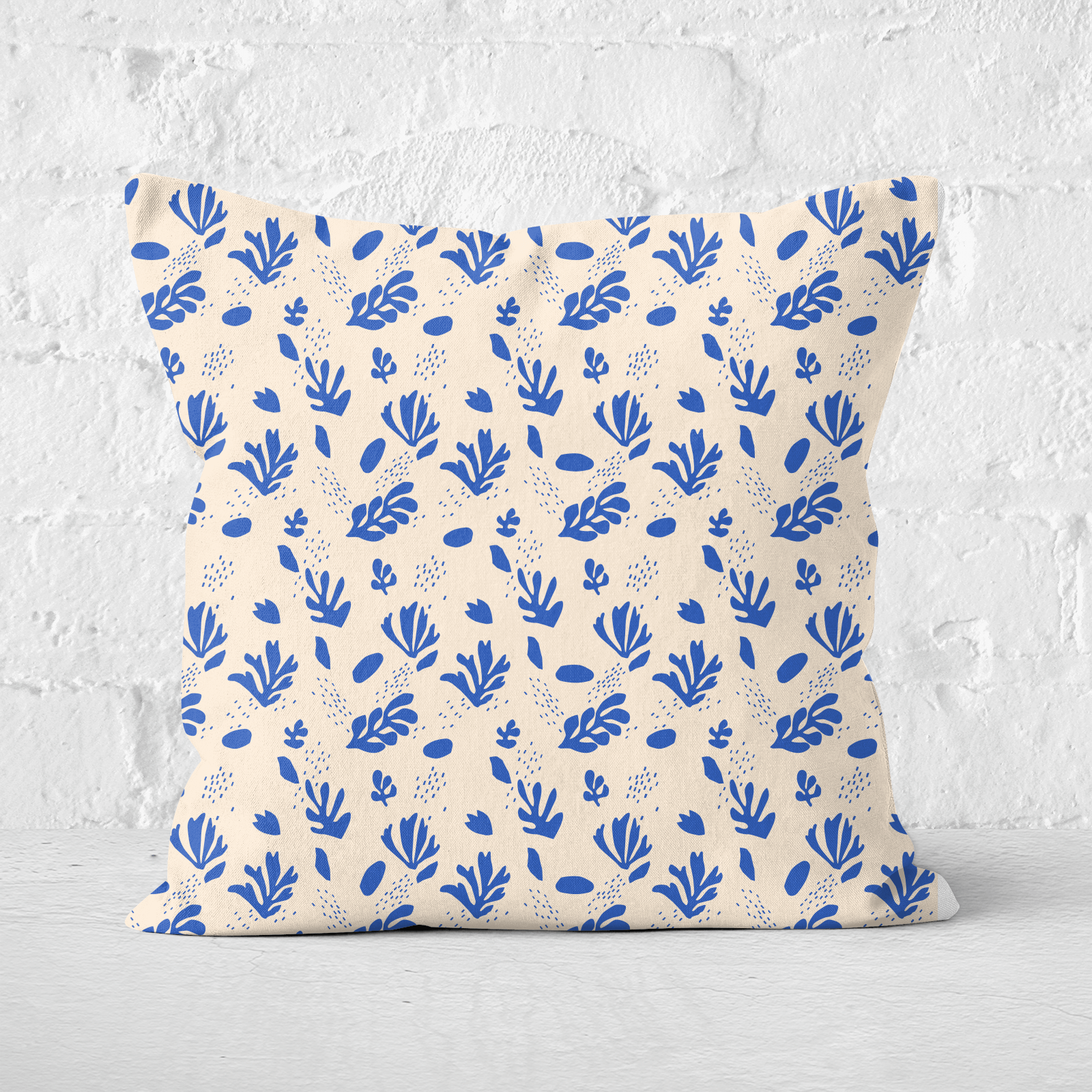 Pressed Flowers Nude Tone Leaves Square Cushion - 60x60cm - Soft Touch
