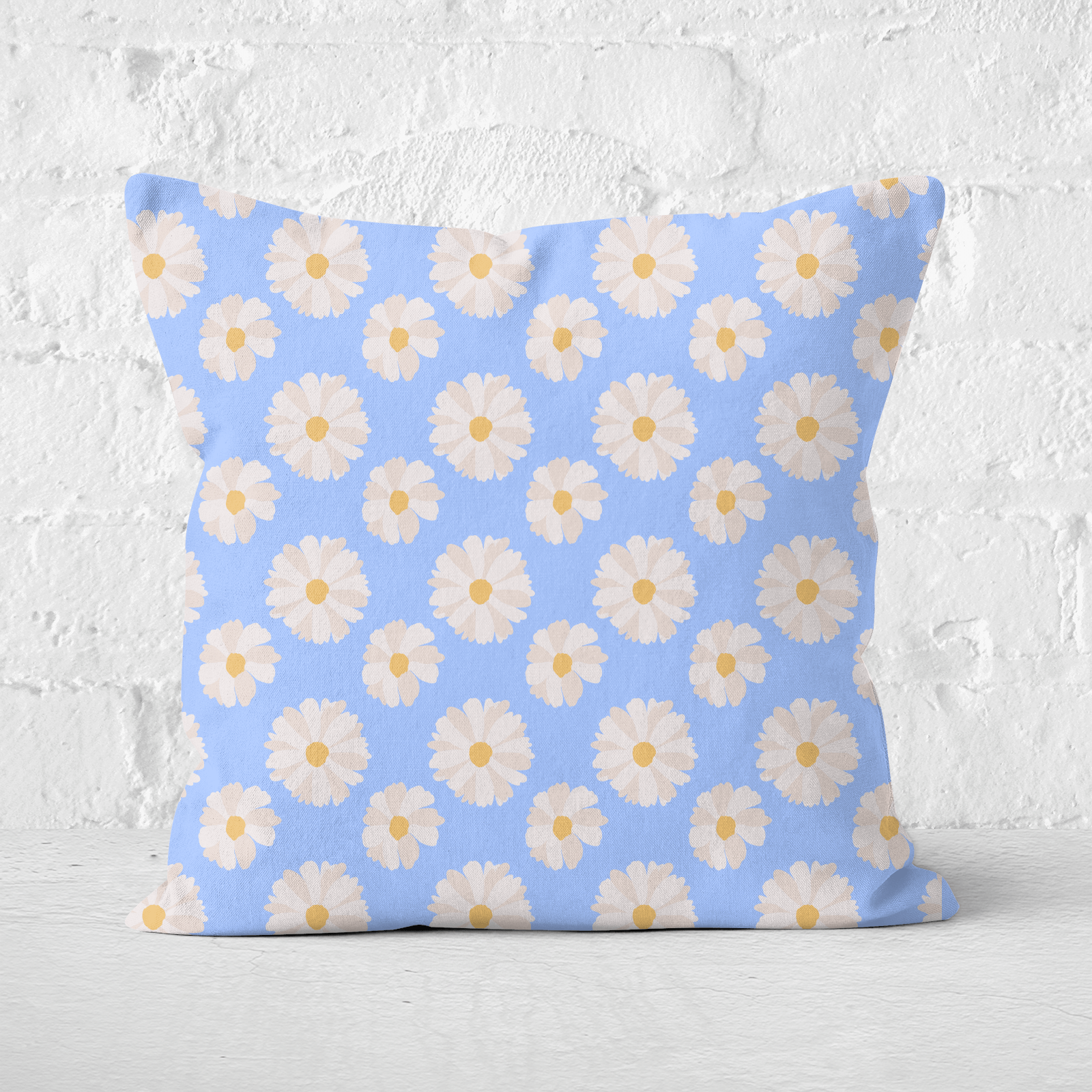 Pressed Flowers Daisy Square Cushion - 60x60cm - Soft Touch