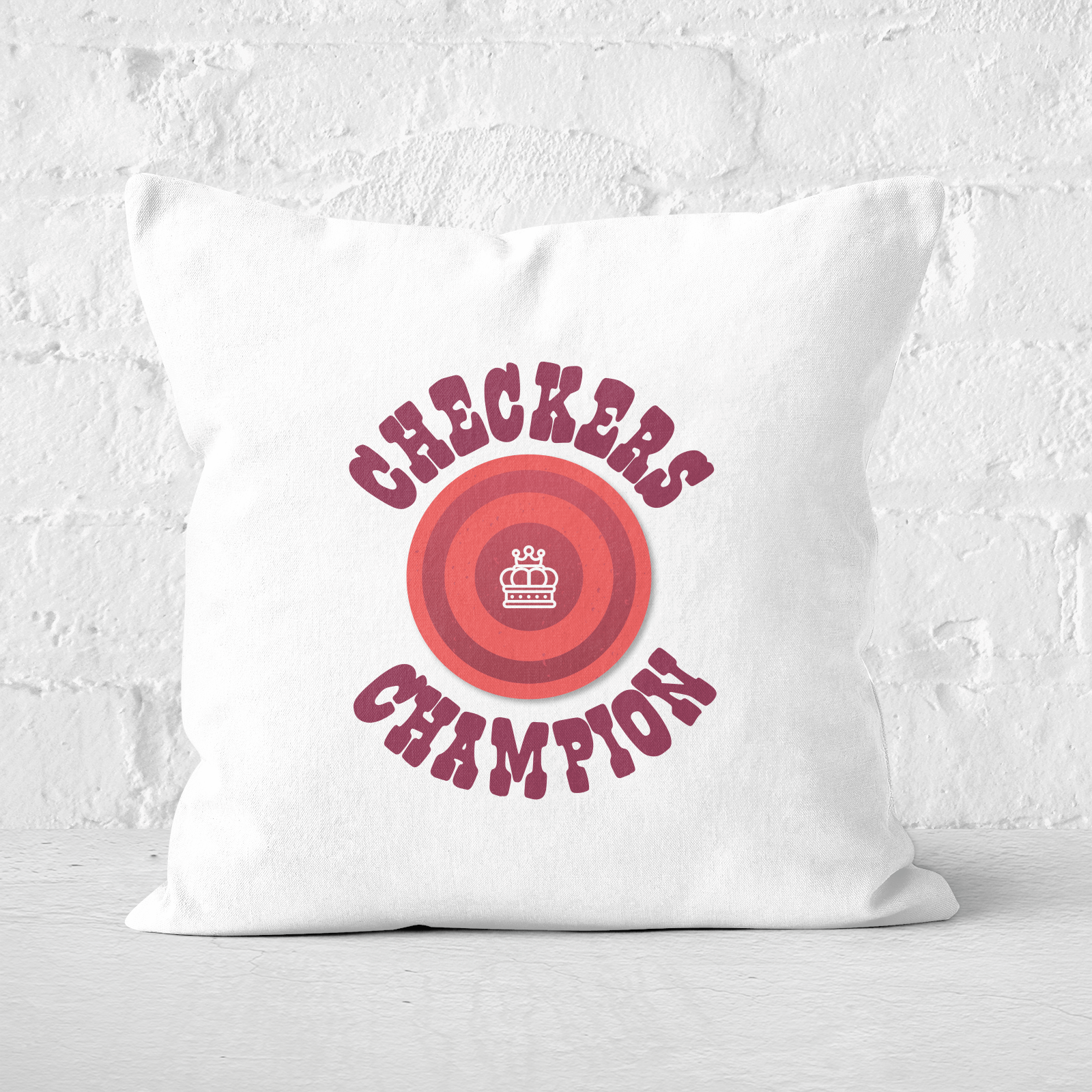 Checkers Champion Red Checker Square Cushion - 60x60cm - Soft Touch