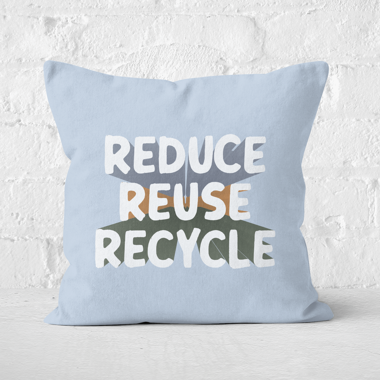 Earth Friendly Reduce, Reuse, Recycle Square Cushion - 60x60cm - Soft Touch
