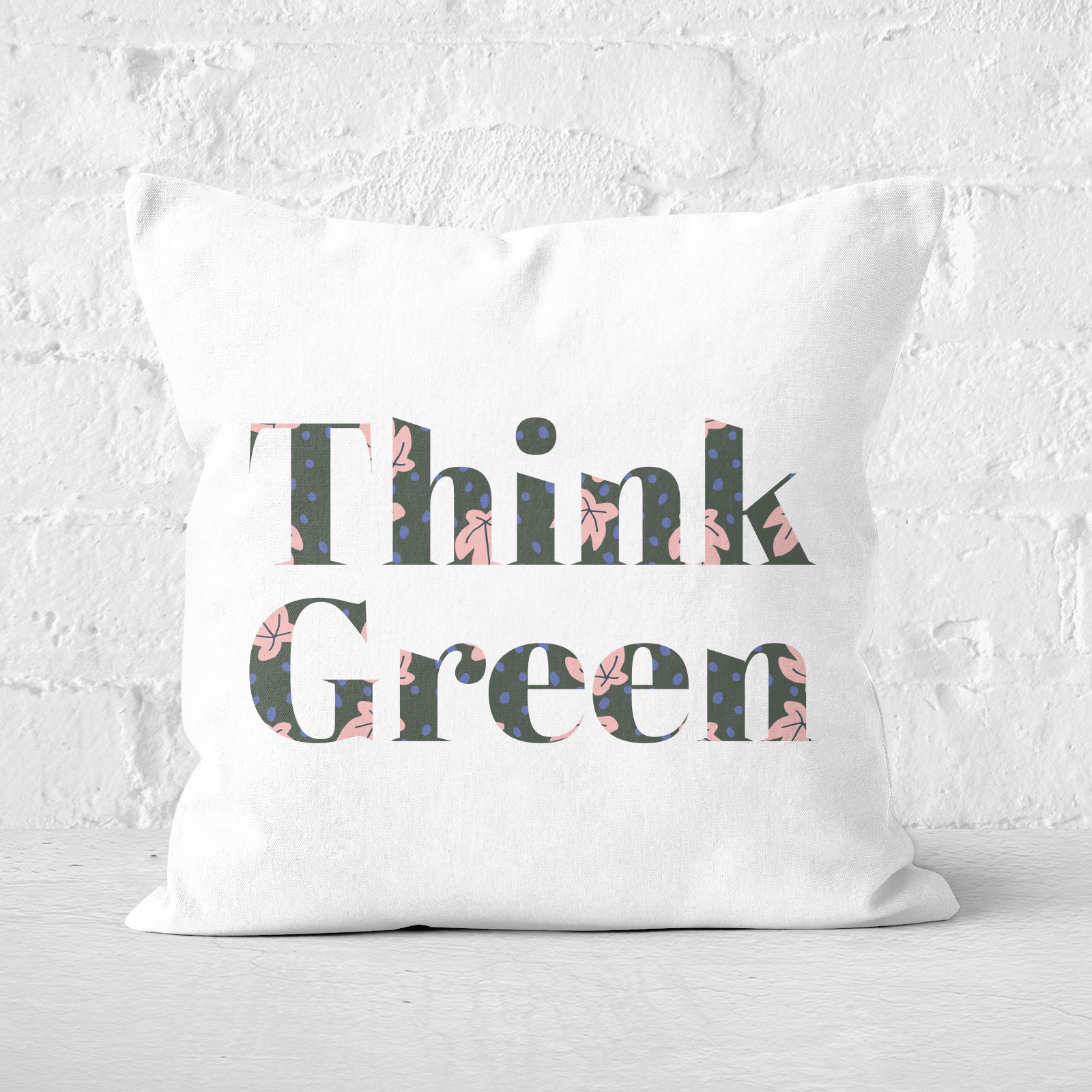 Earth Friendly Think Green Square Cushion - 60x60cm - Soft Touch