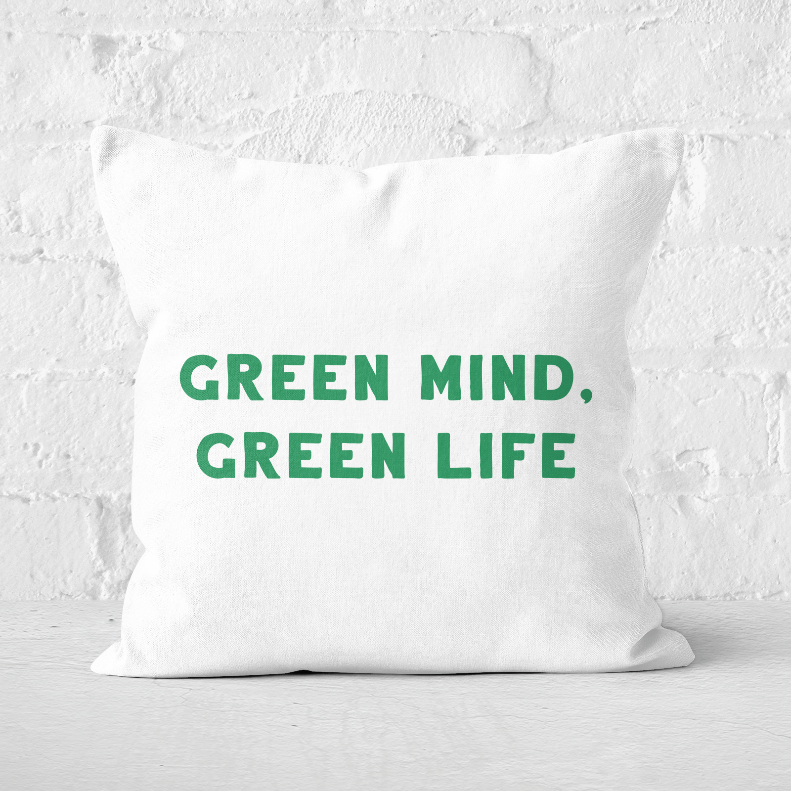 Earth Friendly Green Mind, Green Life Square Cushion - 60x60cm - Soft Touch