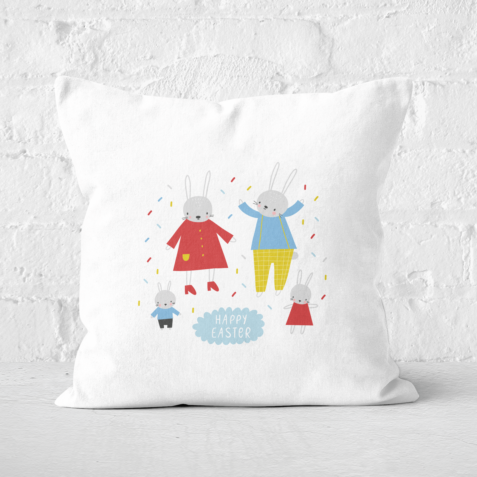 Pressed Flowers Easter Party Square Cushion - 40x40cm - Soft Touch