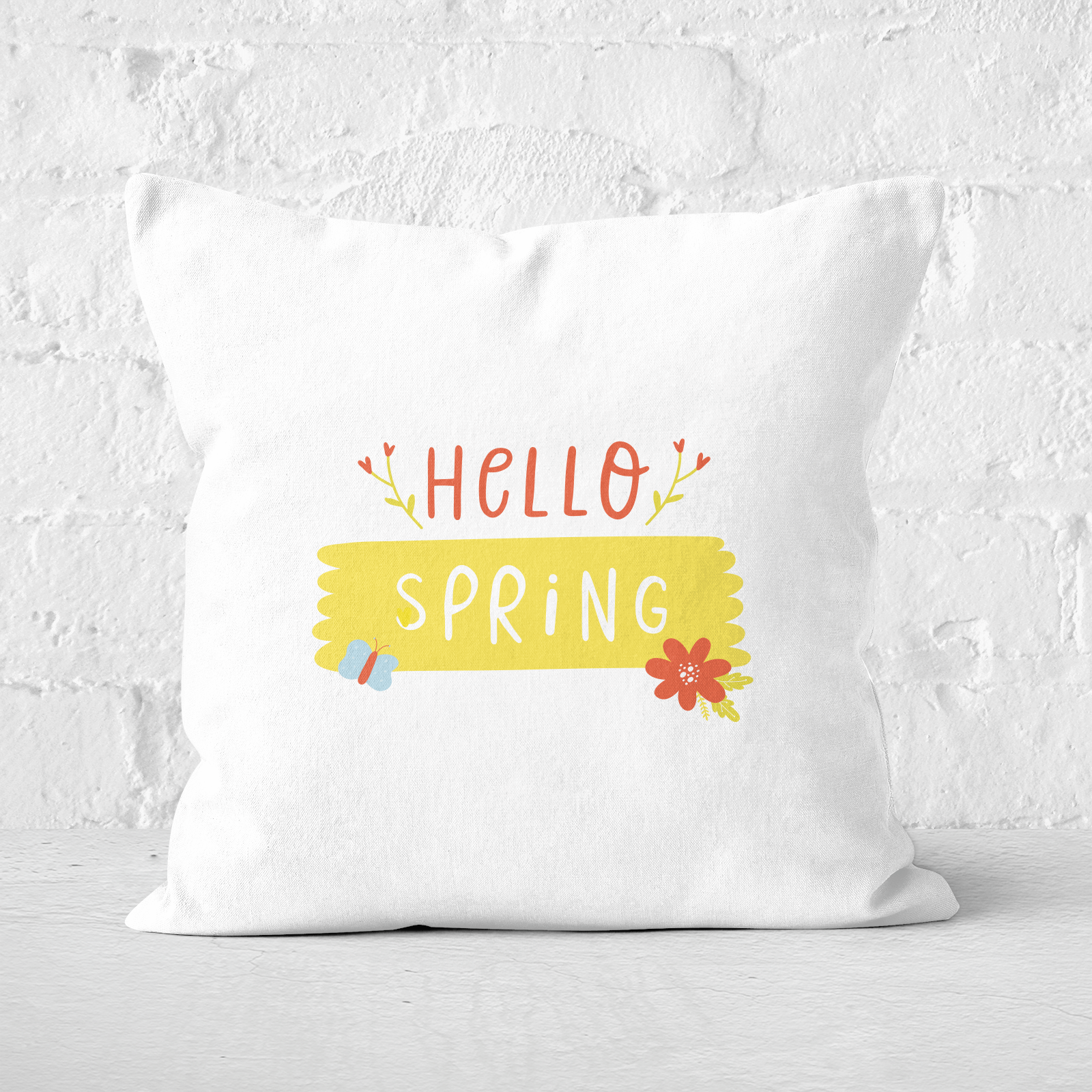 Pressed Flowers Hello Spring Square Cushion - 60x60cm - Soft Touch