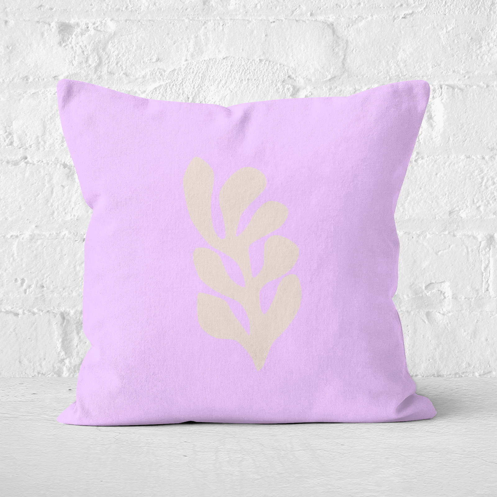 Pressed Flowers Big Leaf Square Cushion - 60x60cm - Soft Touch