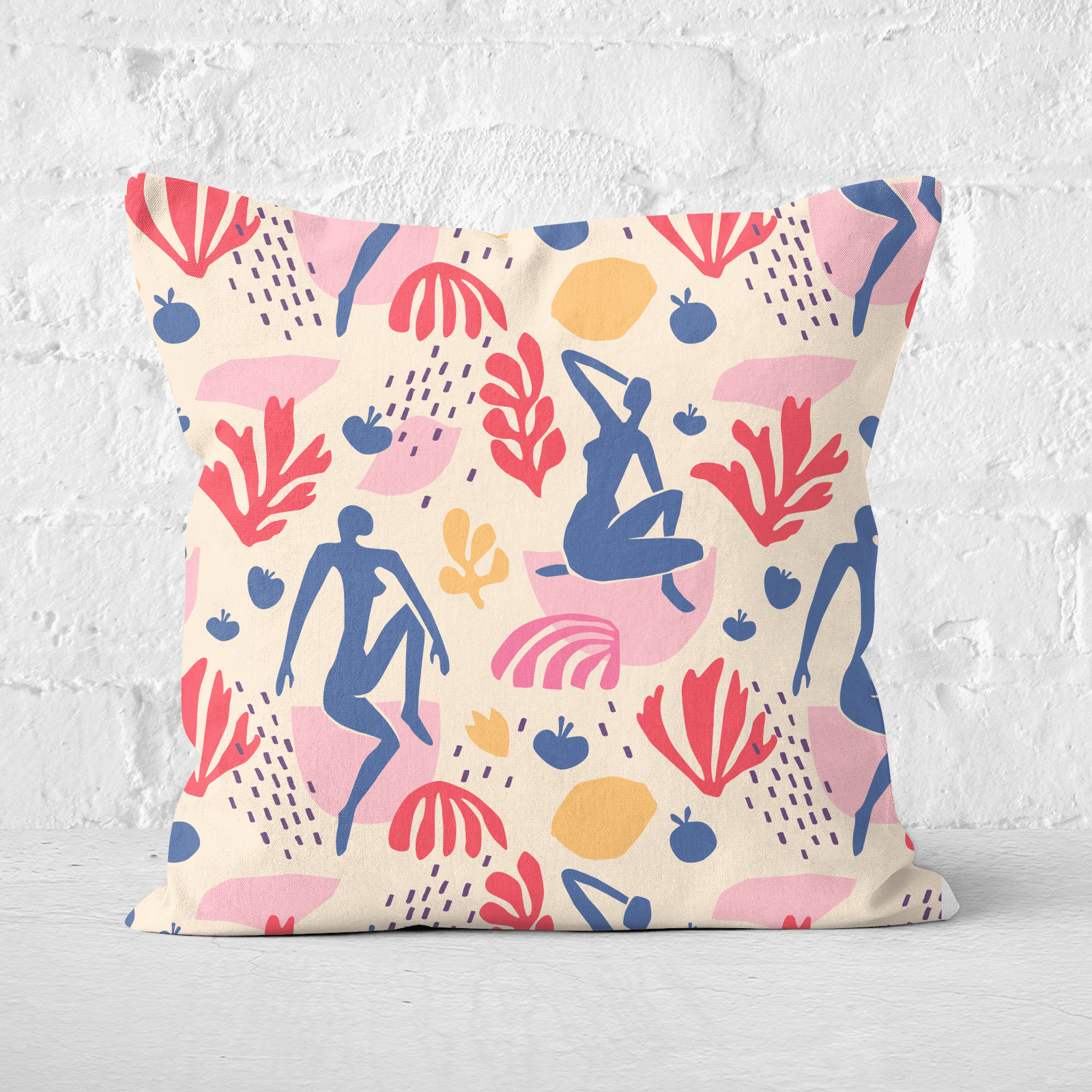 Pressed Flowers Light Tone Silhouette Square Cushion - 60x60cm - Soft Touch