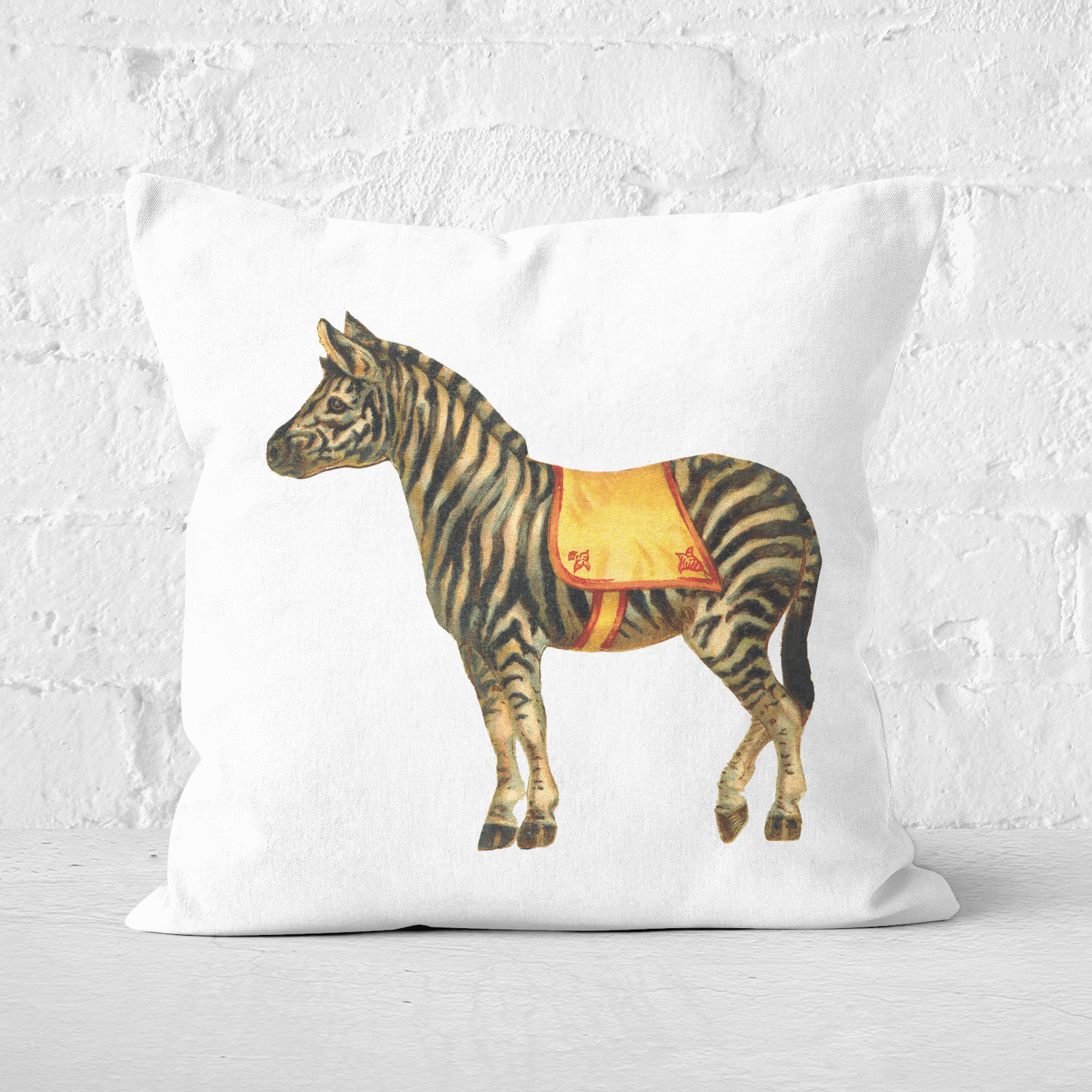 Pressed Flowers Circus Zebra Square Cushion - 60x60cm - Soft Touch