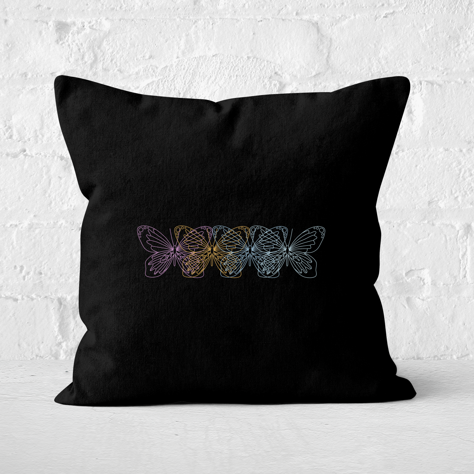Pressed Flowers Night Flight Square Cushion - 60x60cm - Soft Touch