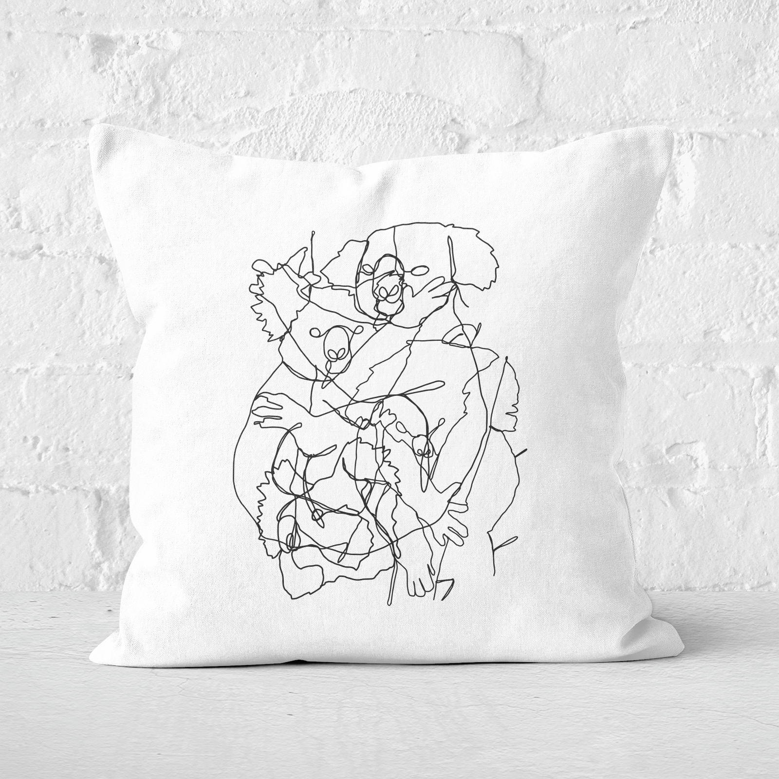 Pressed Flowers Koala Scribbles Square Cushion - 40x40cm - Soft Touch