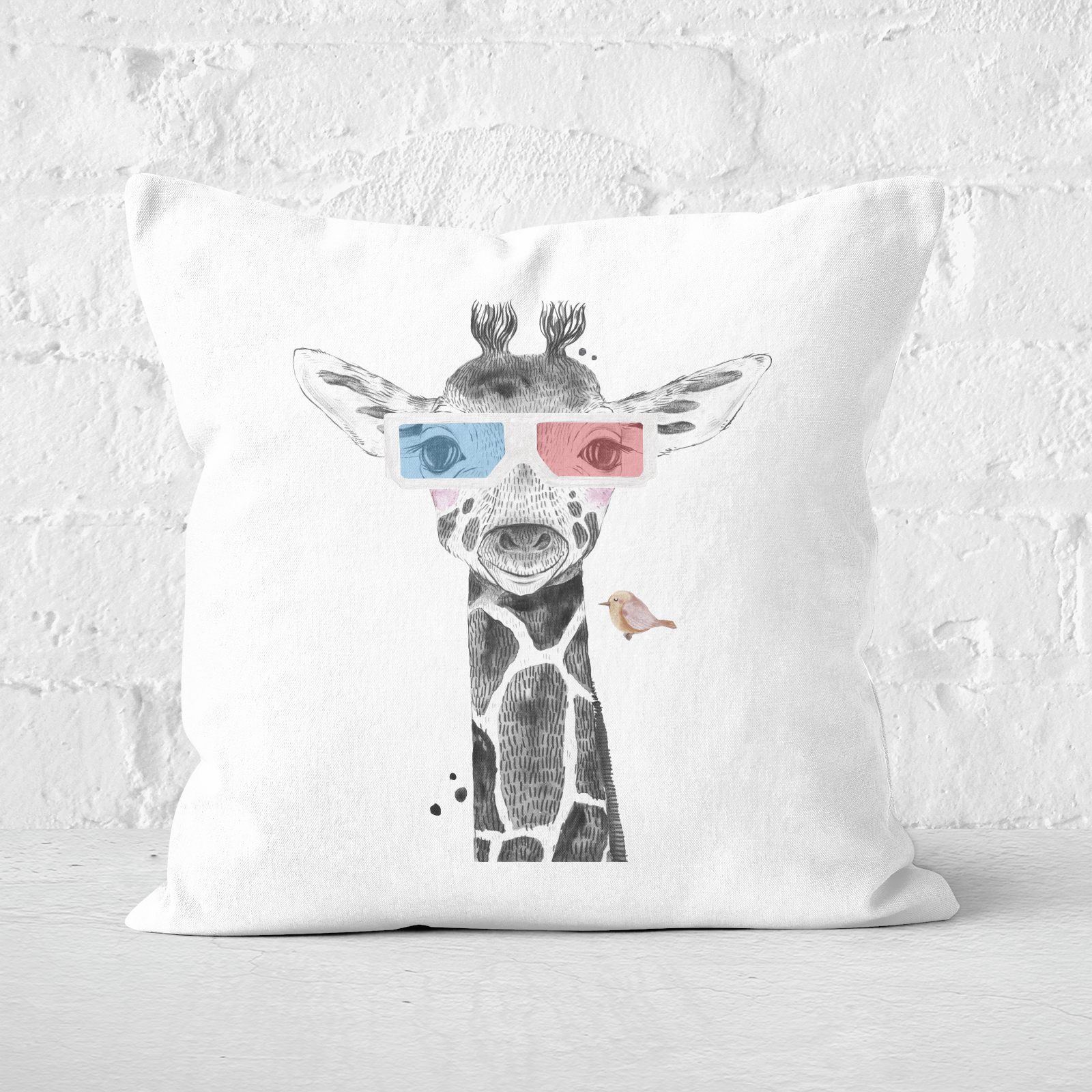 Pressed Flowers 3D Giraffe Square Cushion - 60x60cm - Soft Touch