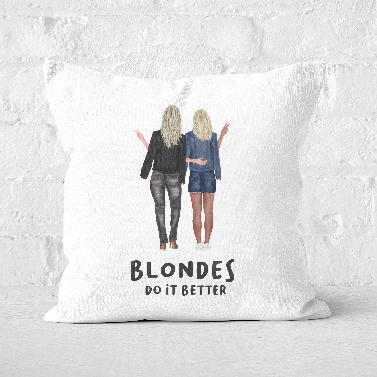 Pressed Flowers Blondes Do It Better Square Cushion - 60x60cm - Soft Touch