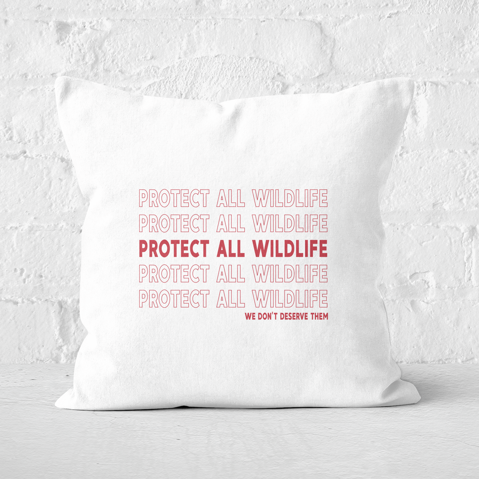 Pressed Flowers Protect All Wildlife Square Cushion - 60x60cm - Soft Touch
