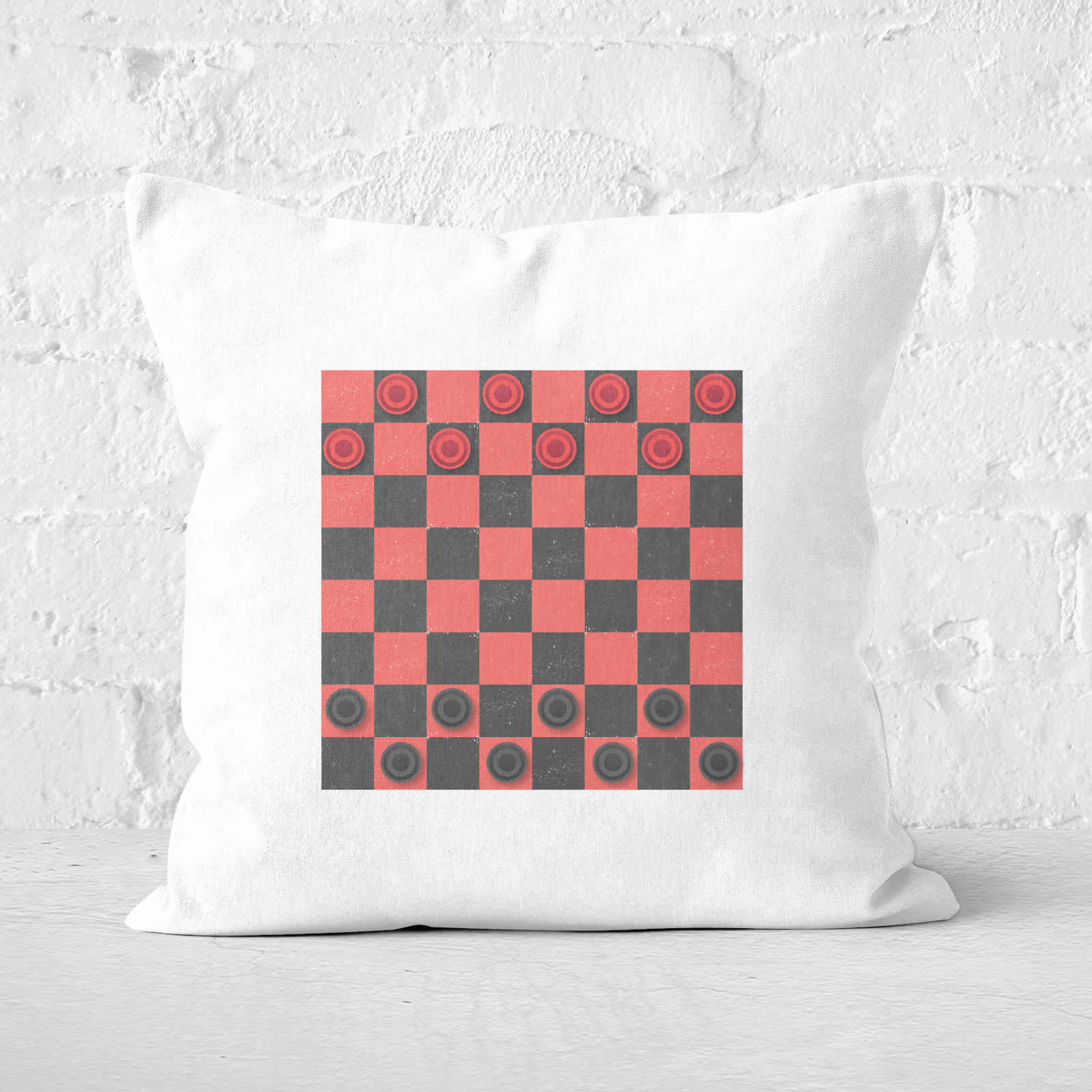 Red Checkers Board Square Cushion - 60x60cm - Soft Touch