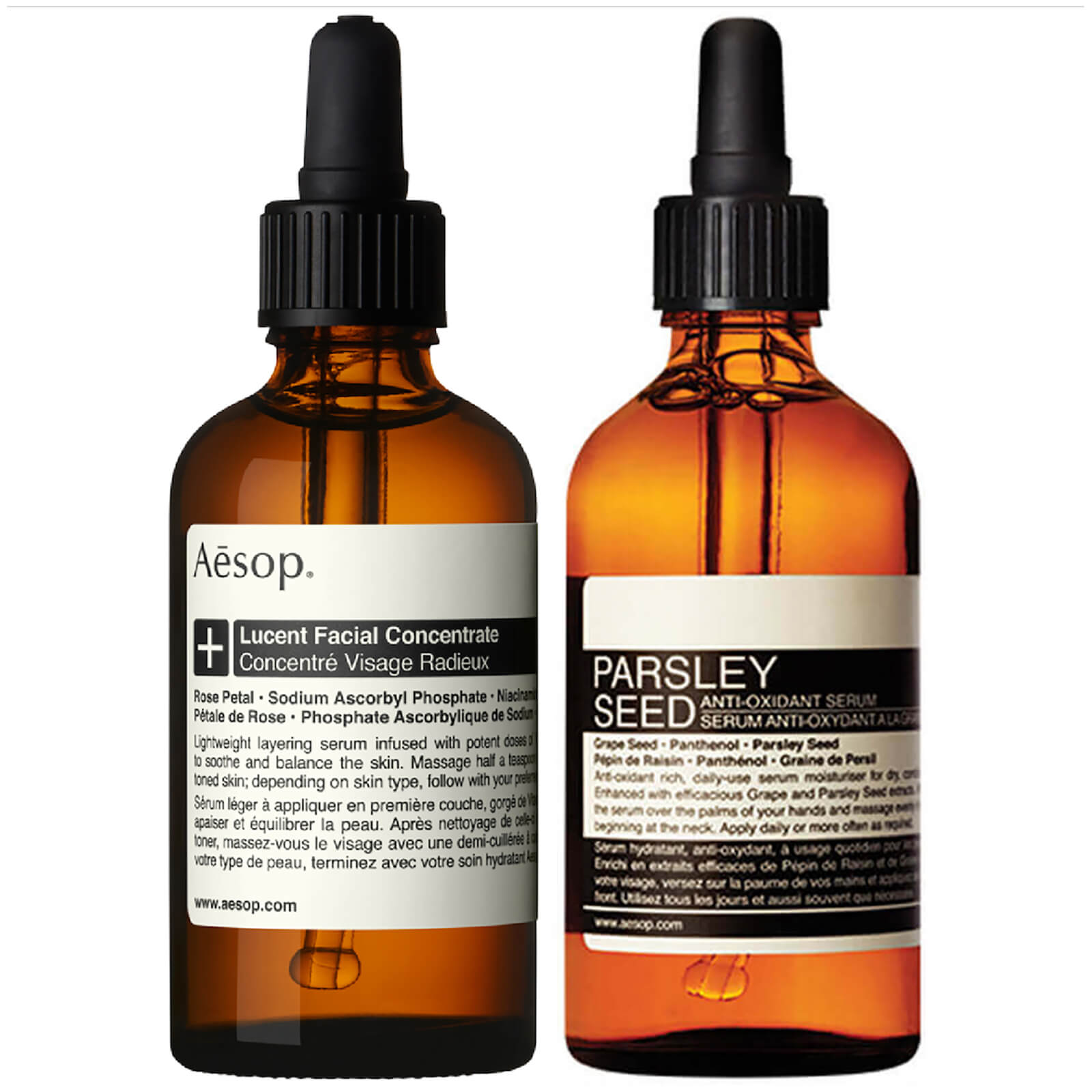 Aesop Lucent Concentrate and Parsley Seed Serum Duo (Worth £140.00)