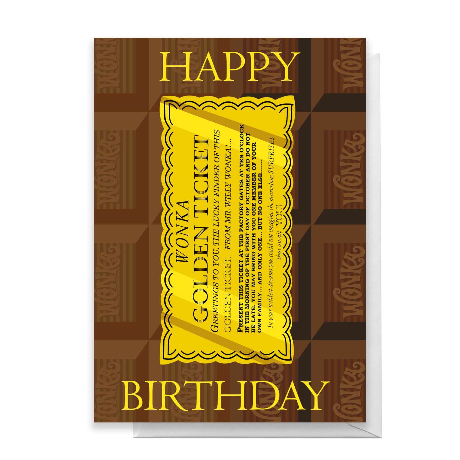 Willy Wonka Golden Ticket Birthday Greetings Card - Standard Card