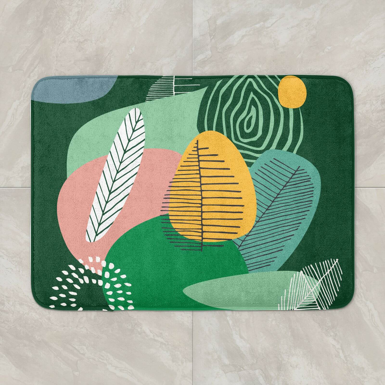 Abstract Leaves And Feathers Bath Mat