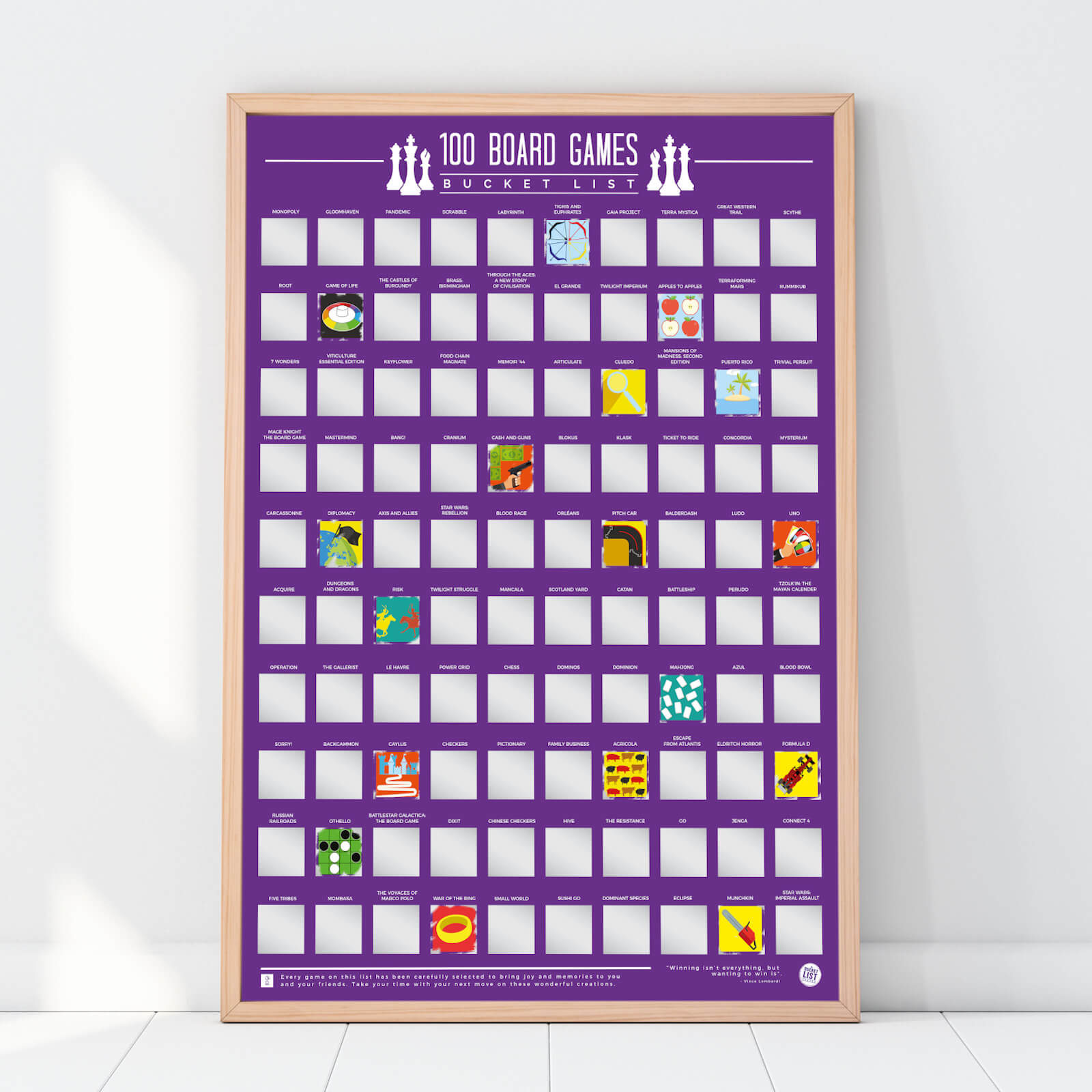 100 Board Games Scratch Off Bucket List Poster