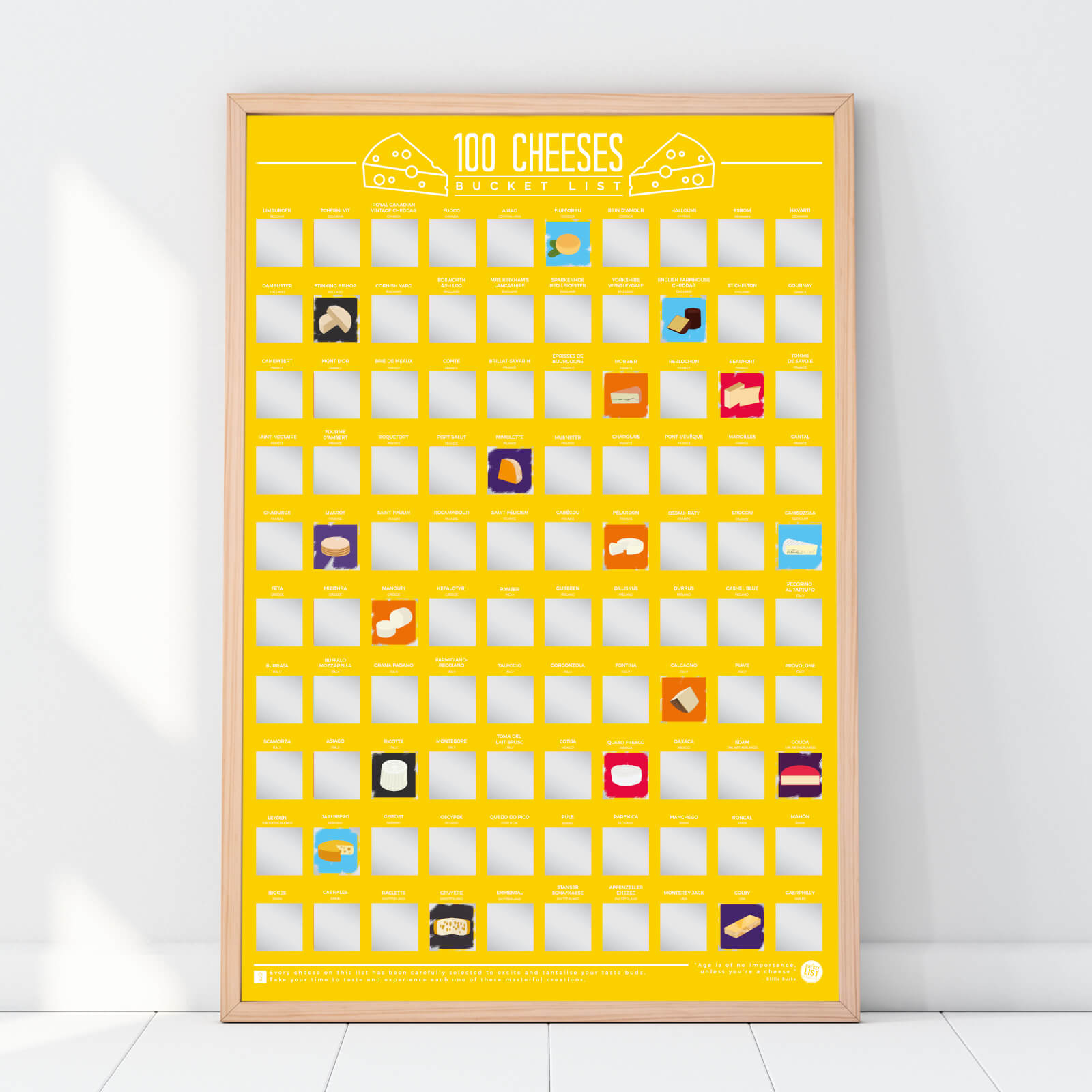 100 Cheeses Scratch Off Bucket List Poster