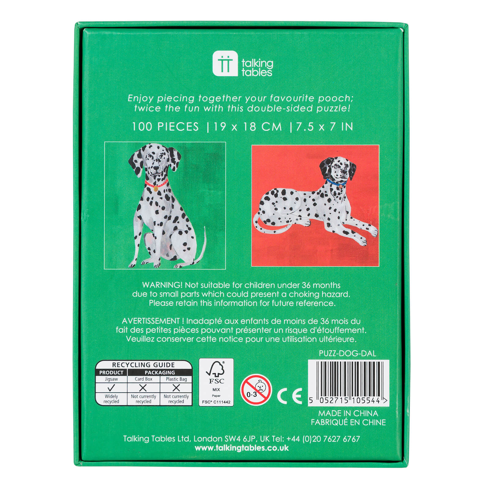 Talking Tables Double Sided Pooch Jigsaw Puzzle - Dalmation