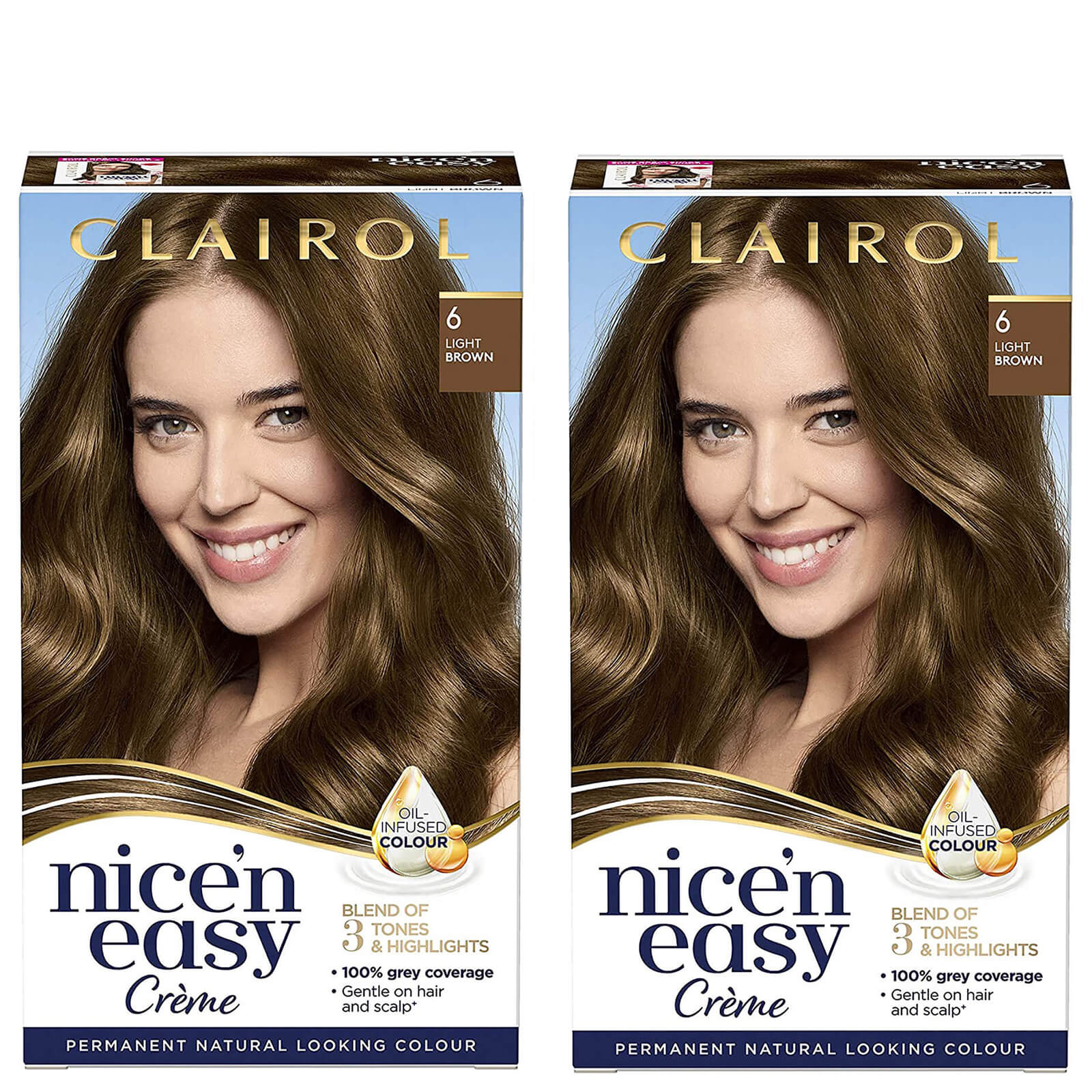 

Clairol Nice' n Easy Crème Natural Looking Oil Infused Permanent Hair Dye Duo (Various Shades) - 6 Light Brown