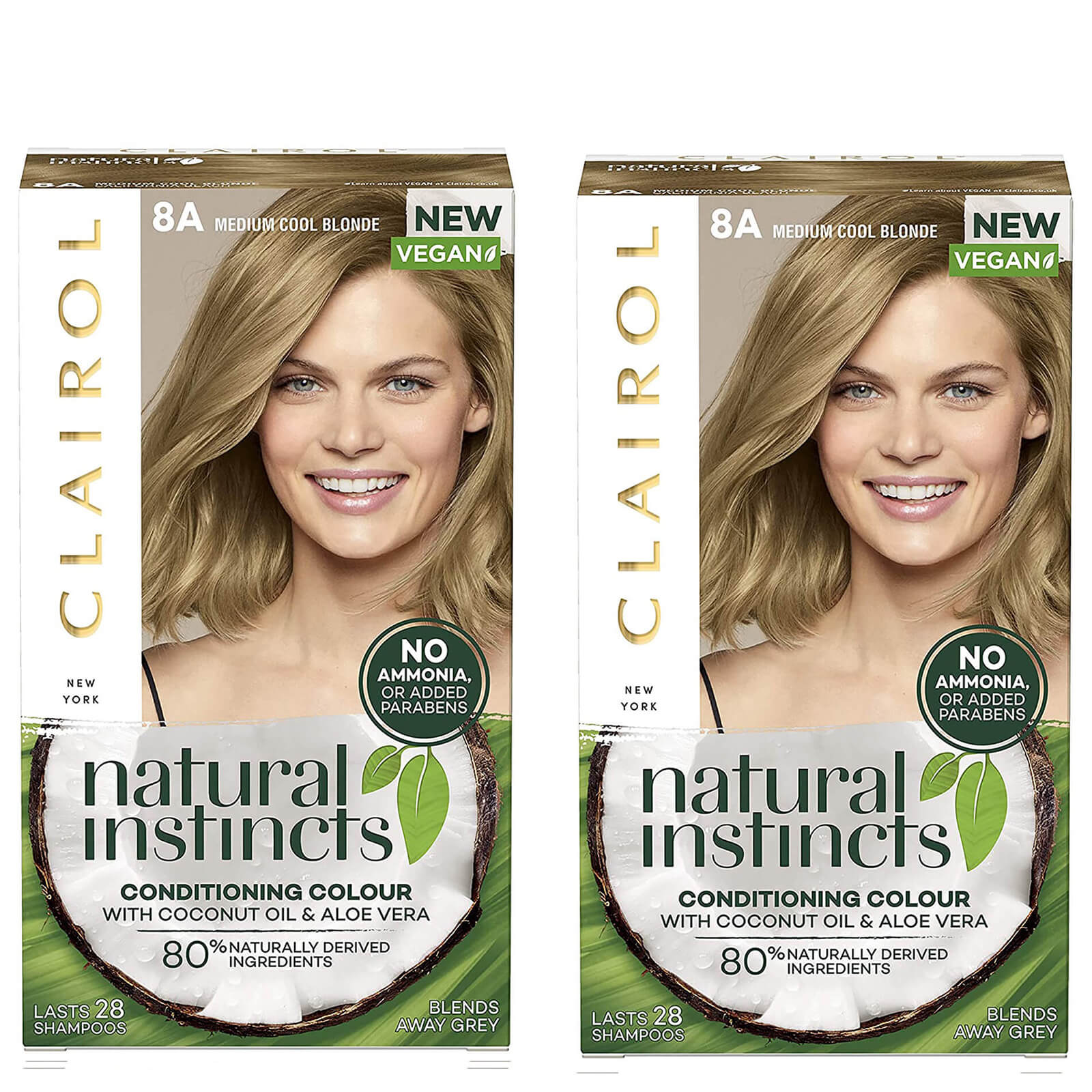 Clairol Natural Instincts Semi-Permanent No Ammonia Vegan Hair Dye Duo (Various Shades) - 8A Medium Cool Blonde