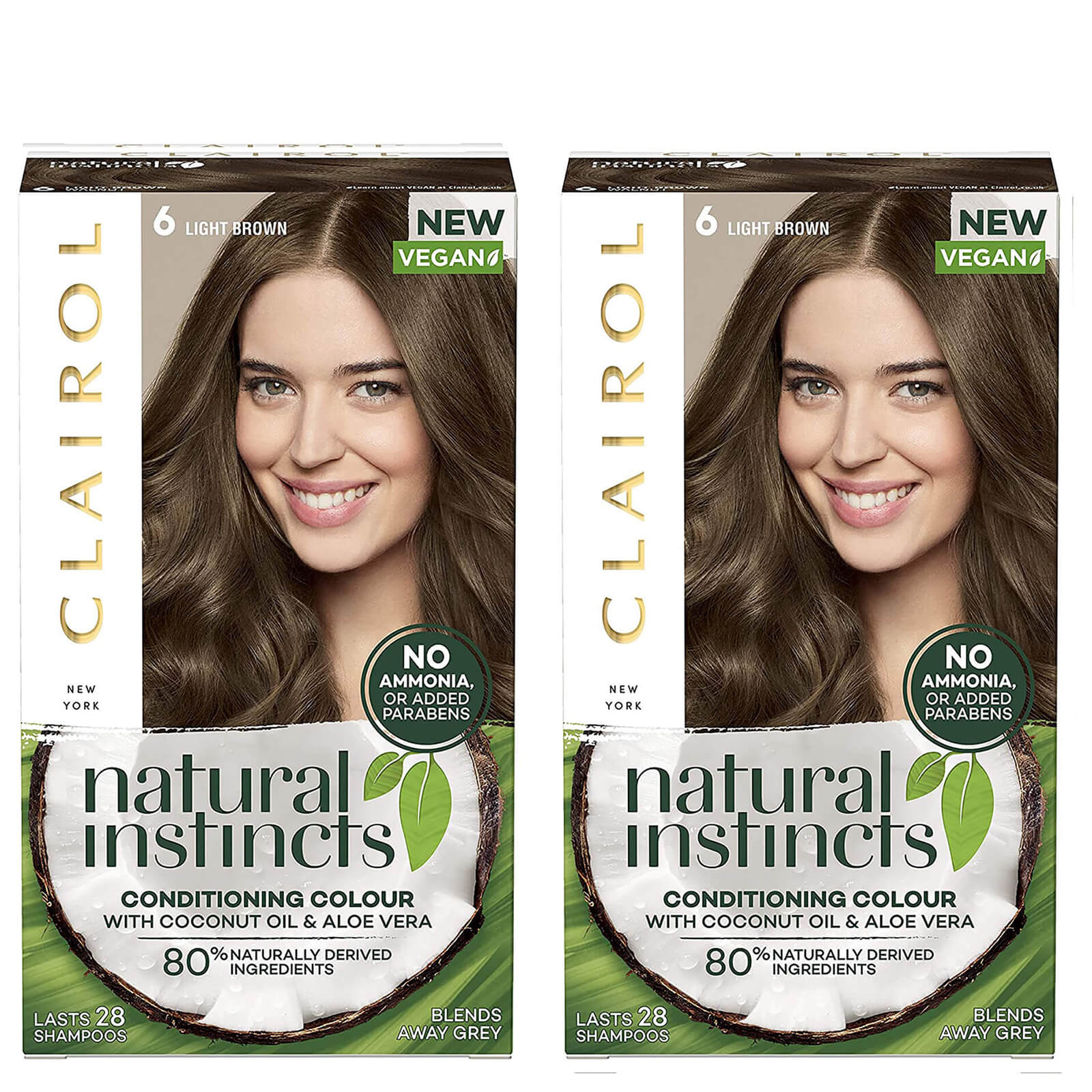 

Clairol Natural Instincts Semi-Permanent No Ammonia Vegan Hair Dye Duo (Various Shades) - 6 Light Brown