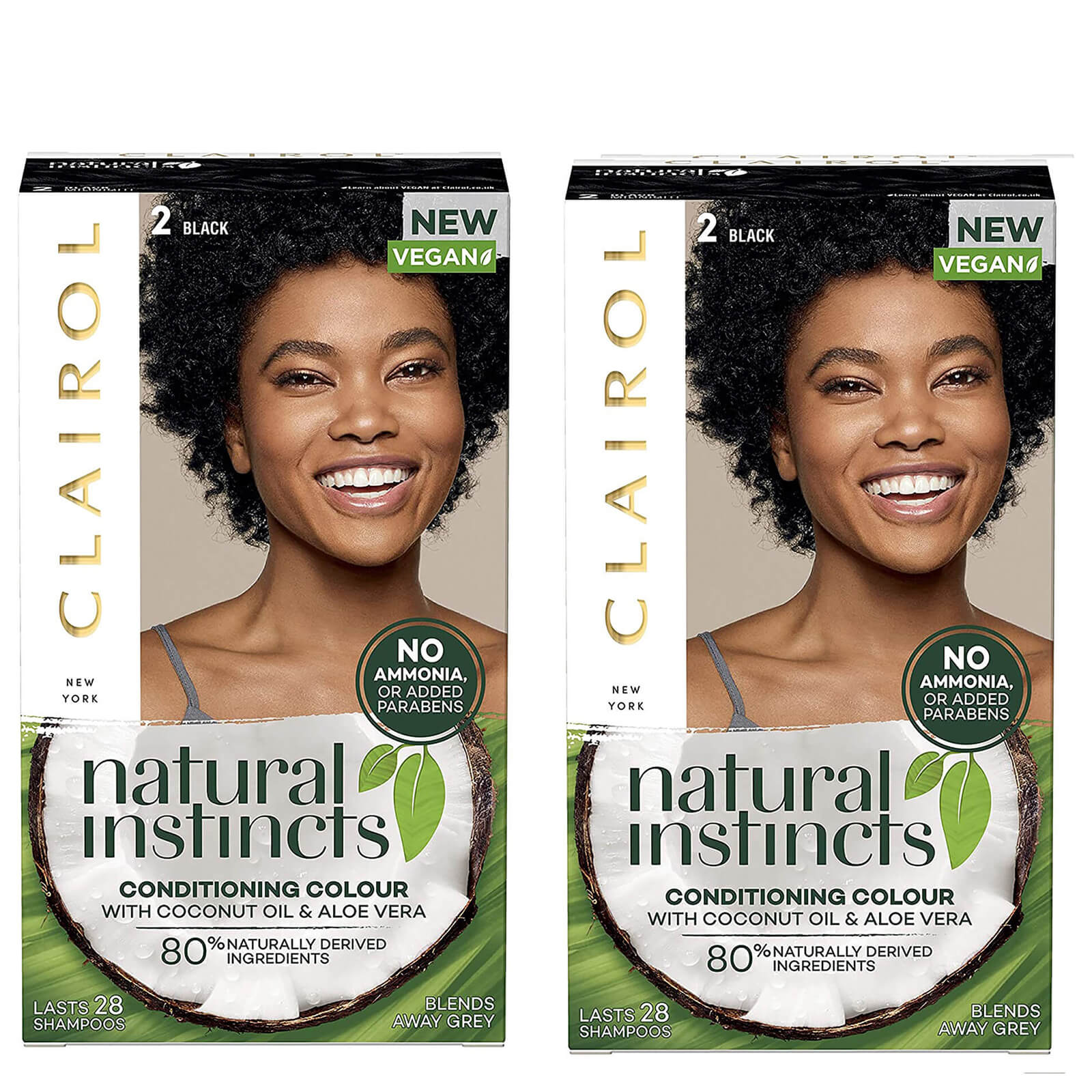 Clairol Natural Instincts Semi-Permanent No Ammonia Vegan Hair Dye Duo (Various Shades) - 2 Black