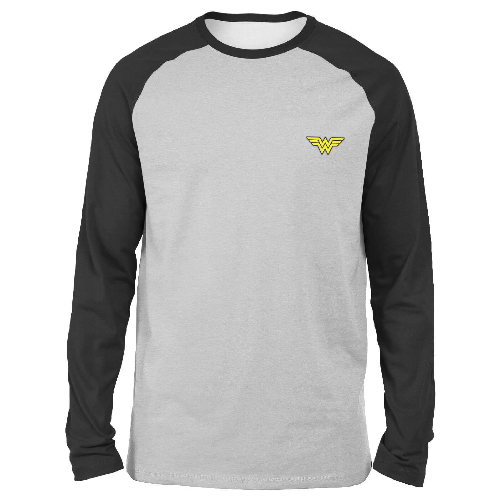 DC Wonder Woman Unisex Long Sleeved Raglan T-Shirt – Grey/Black – S