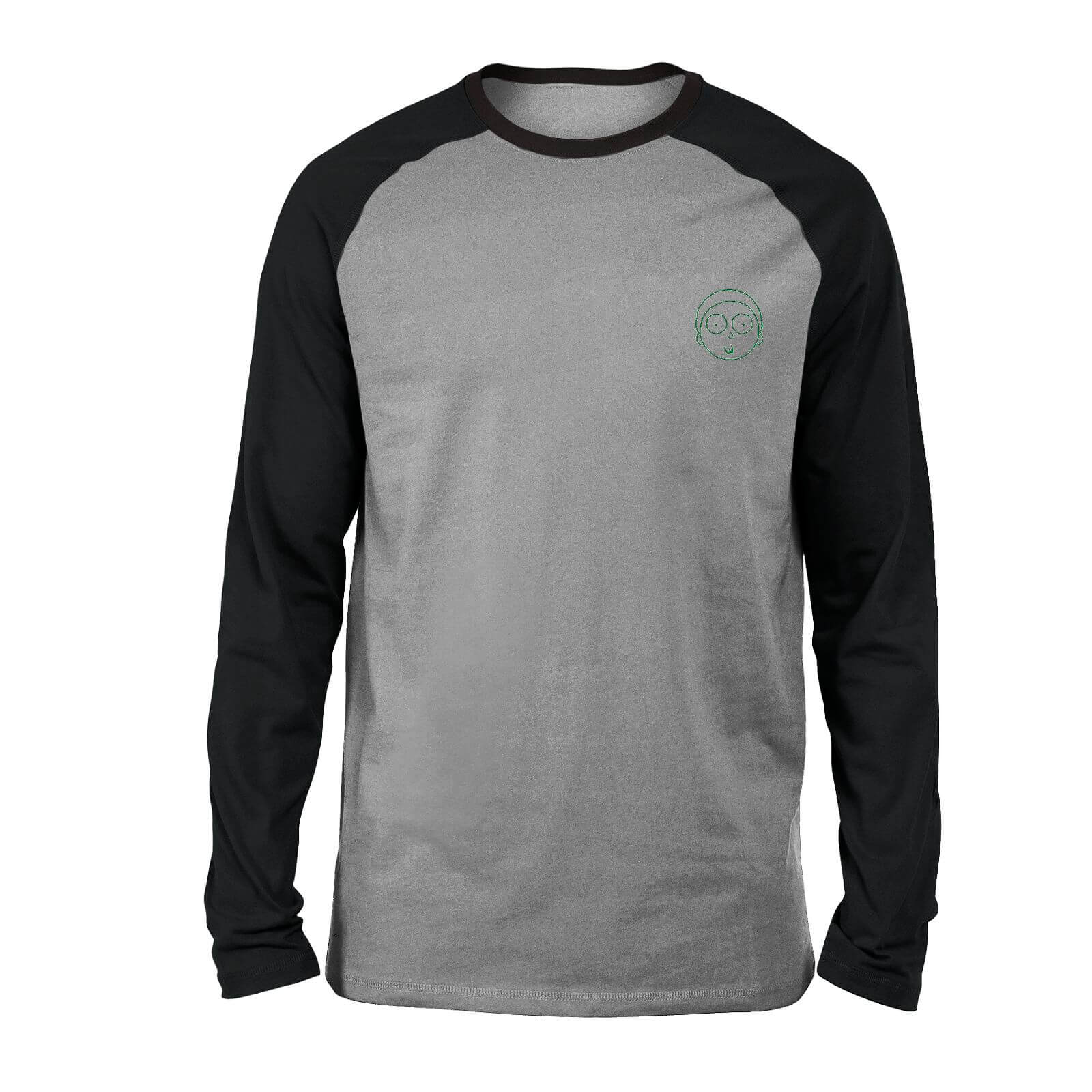 Rick and Morty Morty Embroidered Unisex Long Sleeved Raglan T-Shirt - Grey/Black - S