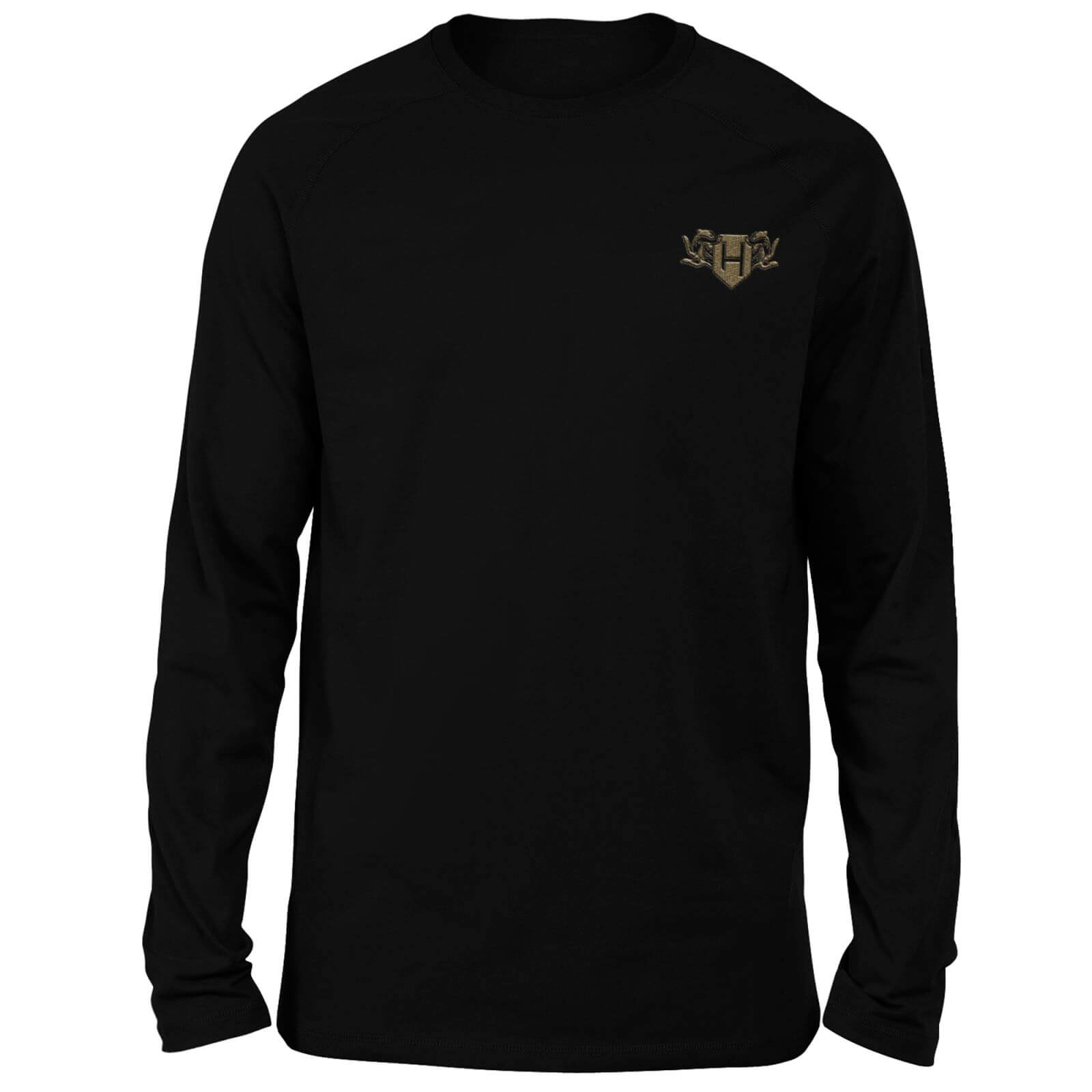 Harry Potter Hufflepuff Embroidered Unisex Long Sleeved T-Shirt - Black - S