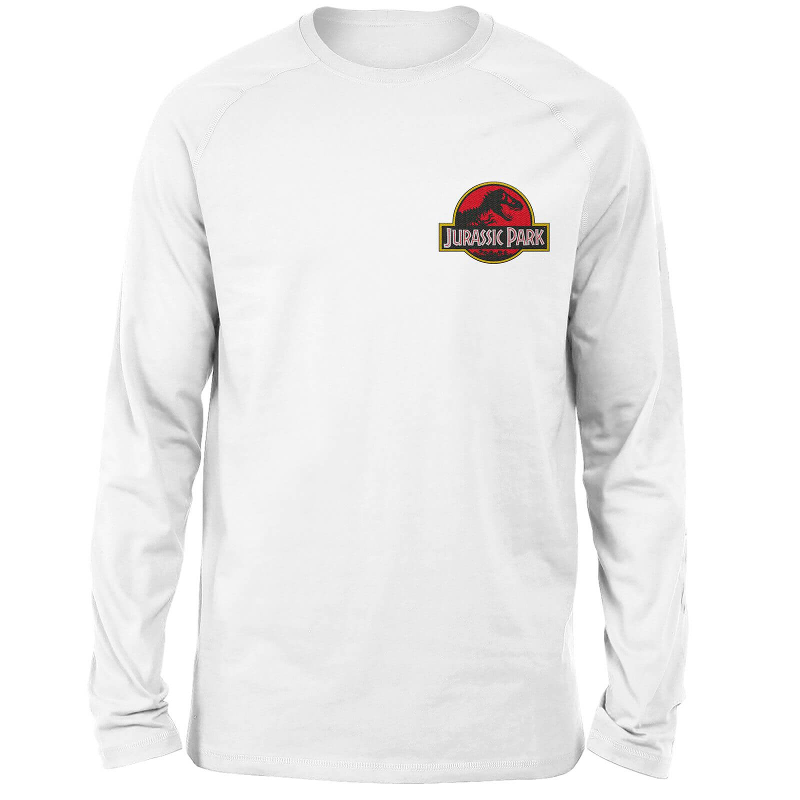 Jurassic Park Logo Embroidered Unisex Long Sleeved T-Shirt - White - S
