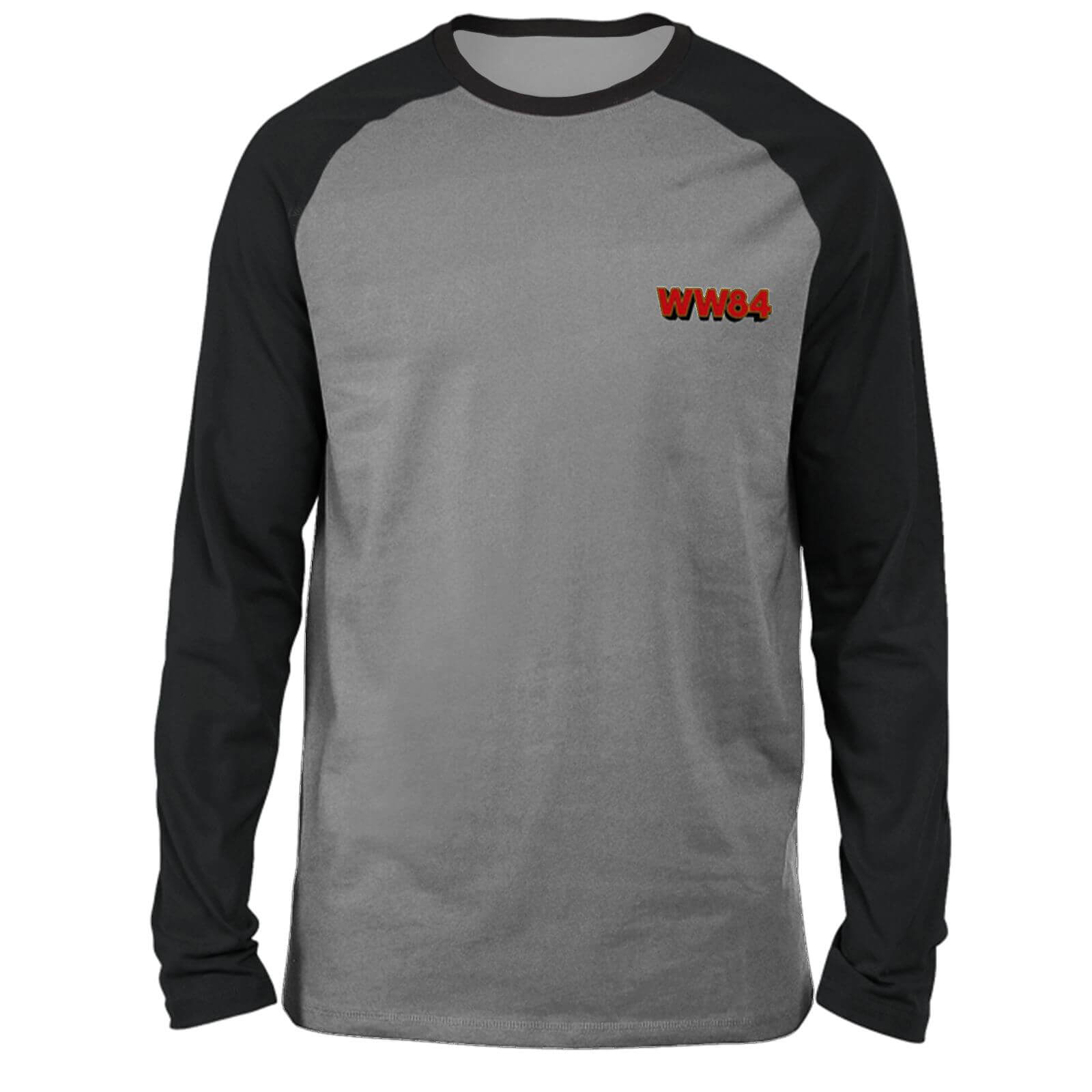 DC Wonder Woman WW84 Embroidered Unisex Long Sleeved Raglan T-Shirt - Grey/Black - XL