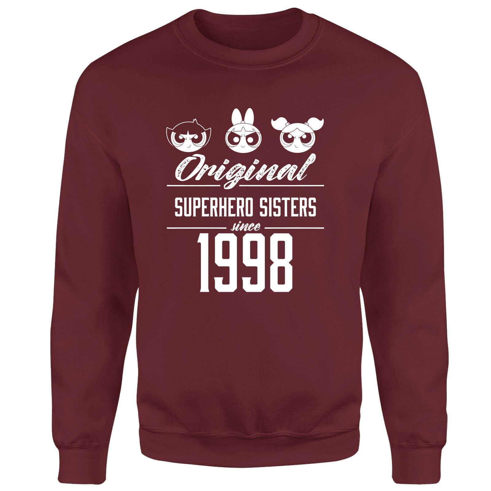 The Powerpuff Girls Original Superheros Sisters Sweatshirt - Burgundy - S - Burgundy