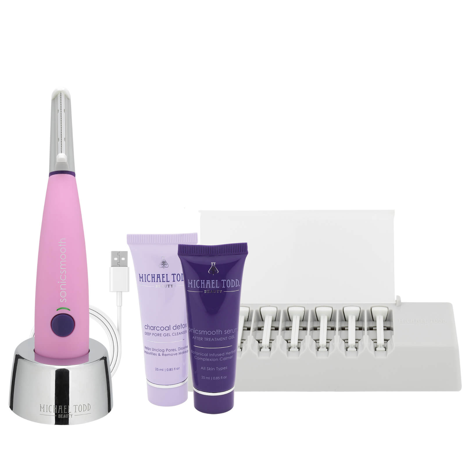 

Michael Todd Beauty Sonicsmooth Sonic Dermaplaning and Exfoliation System (Various Shades) - Pink