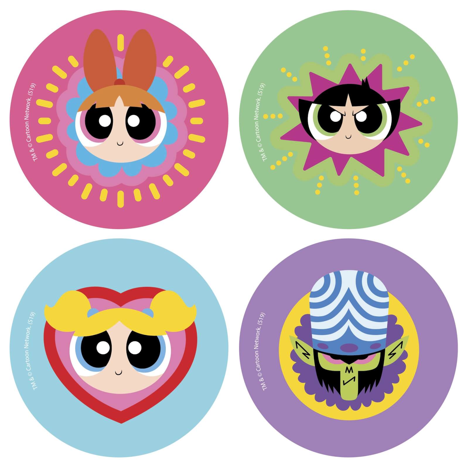 The Powerpuff Girls Colourful Round Coaster Set