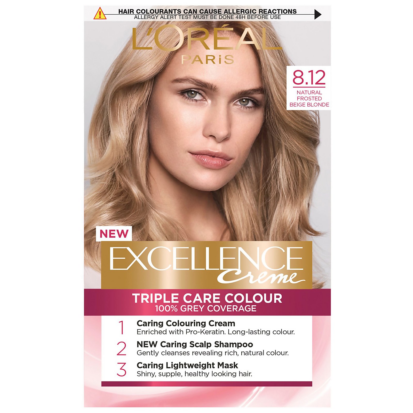 L'Oreal Paris Excellence Creme Permanent Hair Dye (Various Shades) - 8.12 Natural Frosted Beige Blon