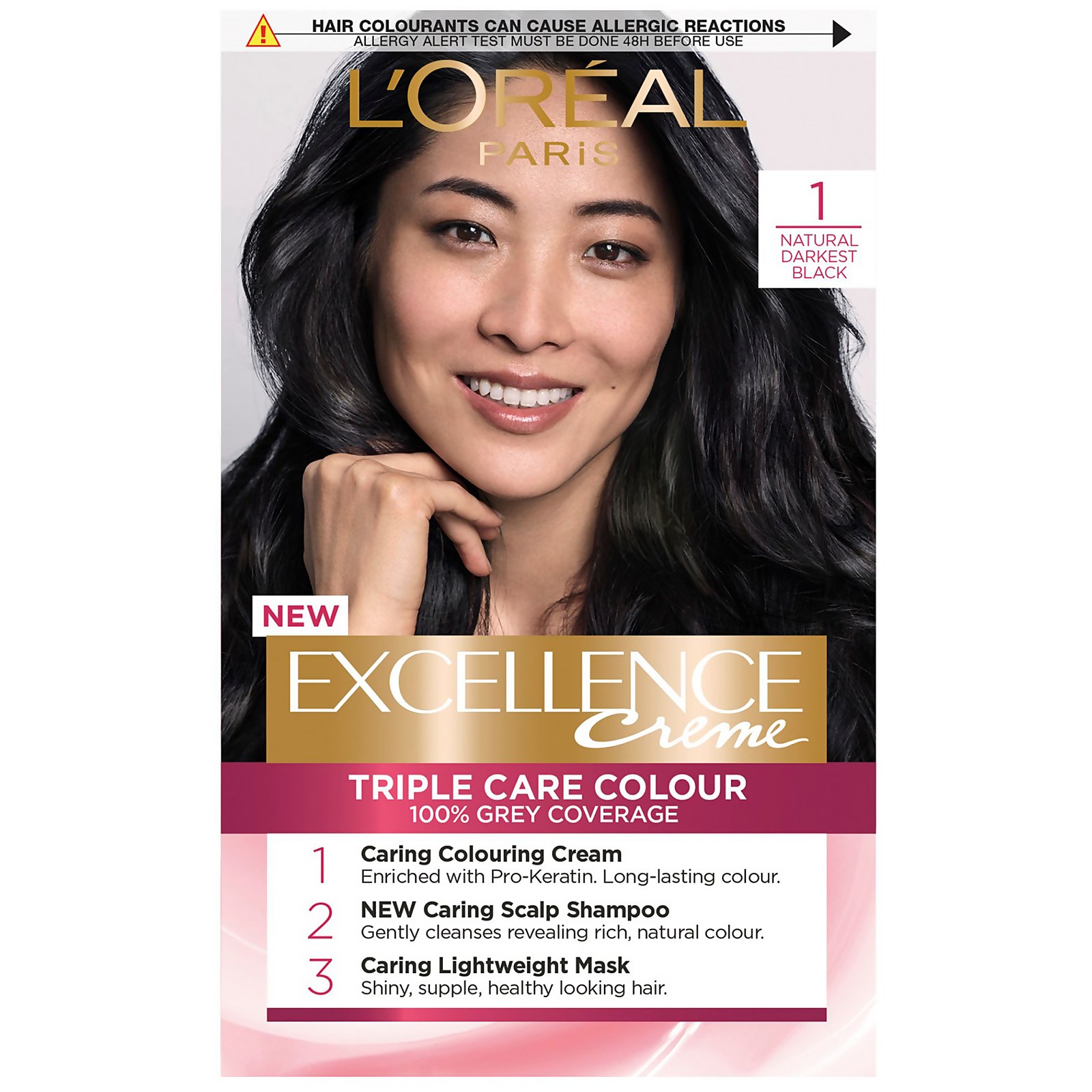 L'Oréal Paris Excellence Crème Permanent Hair Dye (Various Shades) - 1 Natural Darkest Black