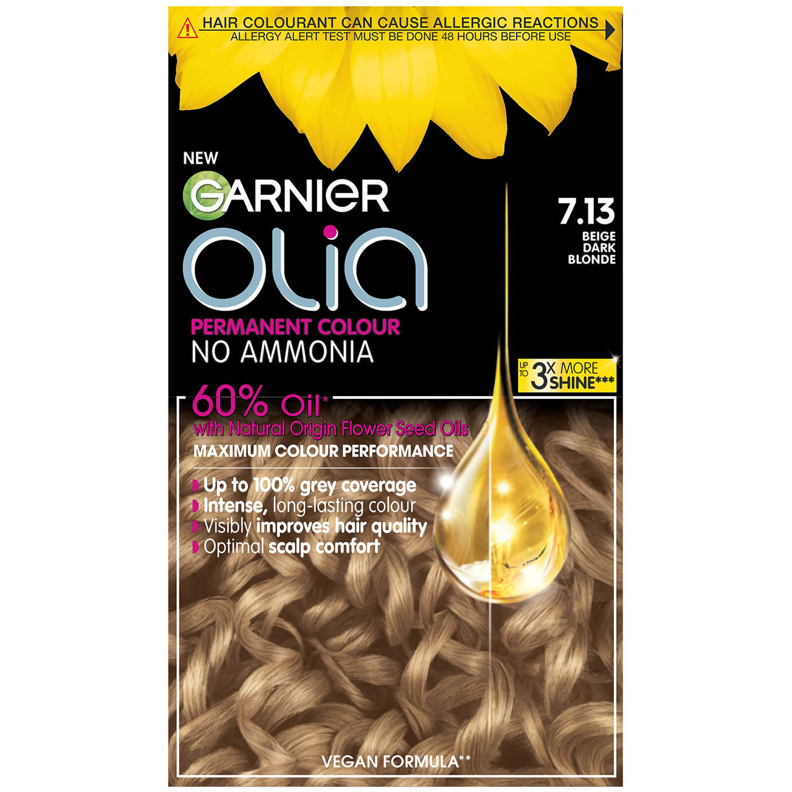 Garnier Olia Permanent Hair Dye (Various Shades) - 7.13 Dark Beige Blonde