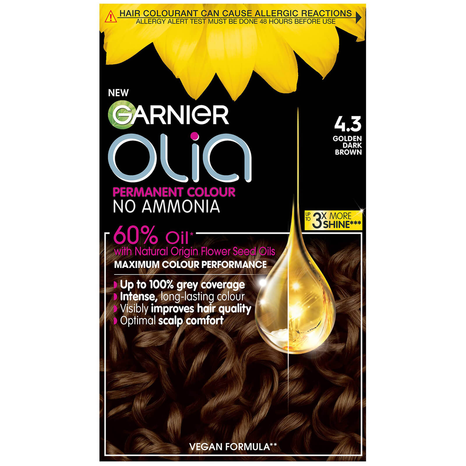 Garnier Olia Permanent Hair Dye (Various Shades) - 4.3 Dark Golden Brown