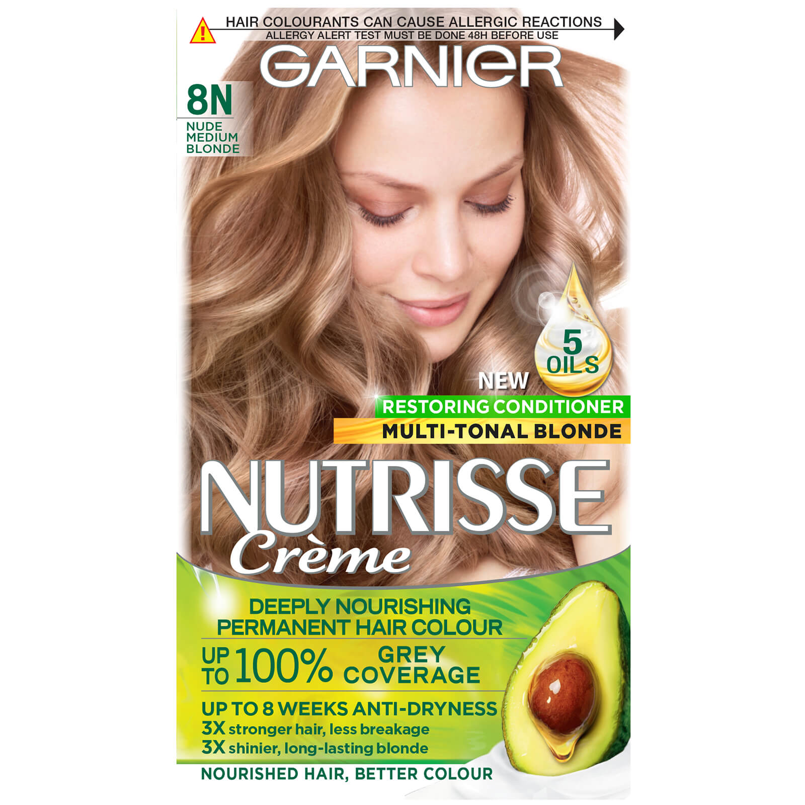 Garnier Nutrisse Permanent Hair Dye (Various Shades) - 8N Nude Medium Blonde