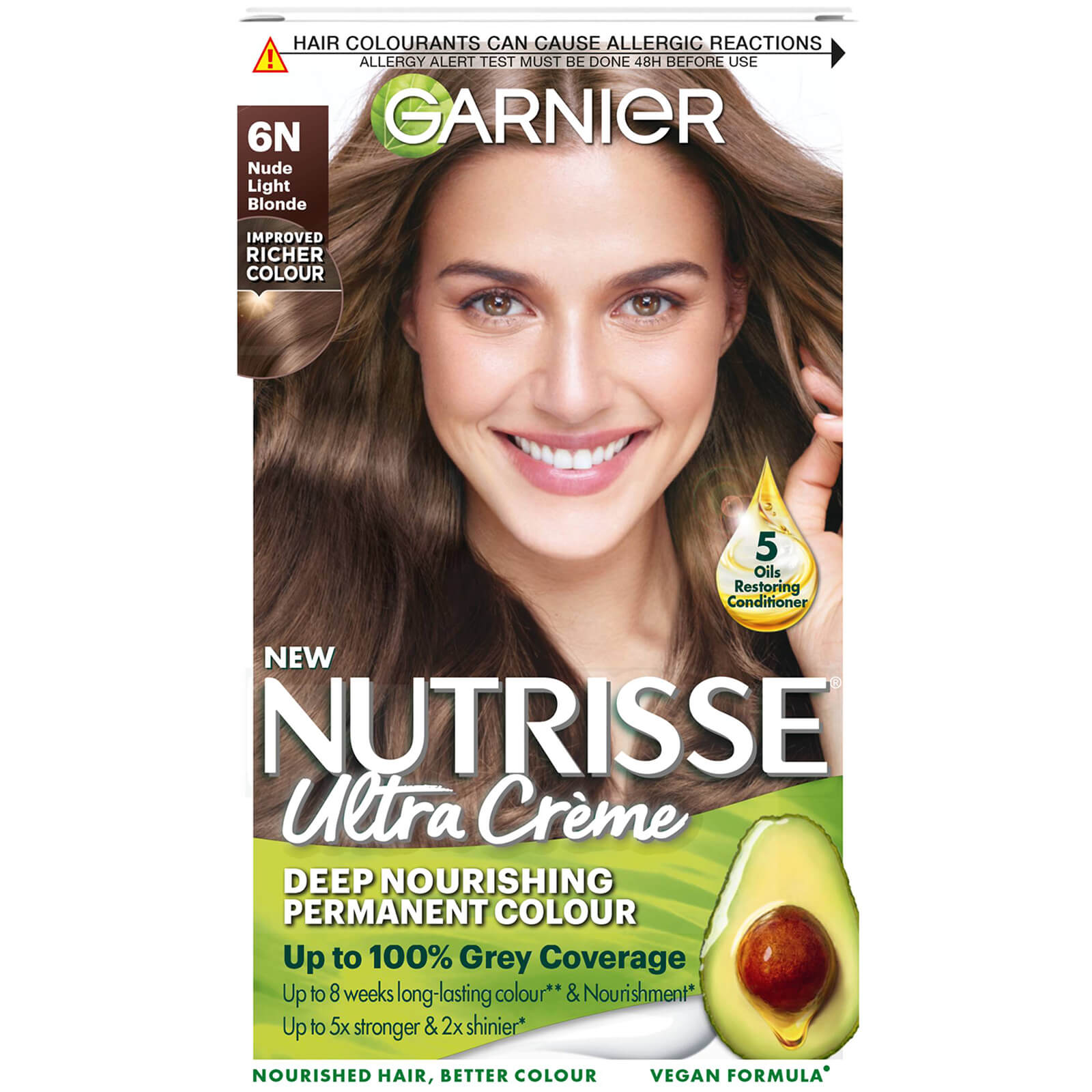 Photos - Hair Dye Garnier Nutrisse Permanent   - 6N Nude Light Brown (Various Shades)