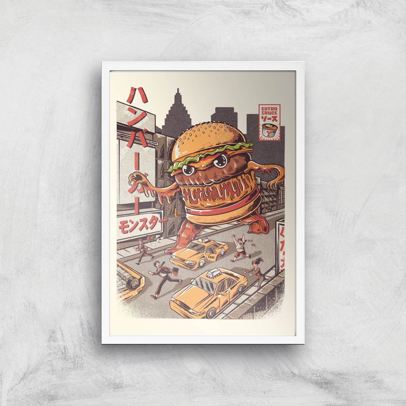 Ilustrata Burgerzilla Giclee Art Print - A2 - White Frame