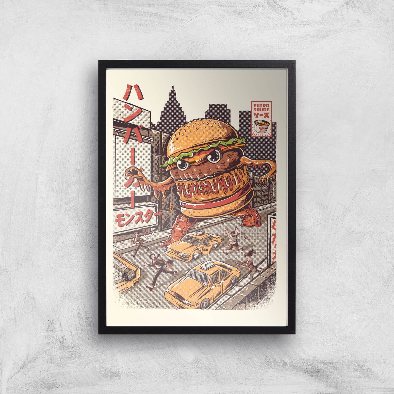 Ilustrata Burgerzilla Giclee Art Print - A2 - Black Frame