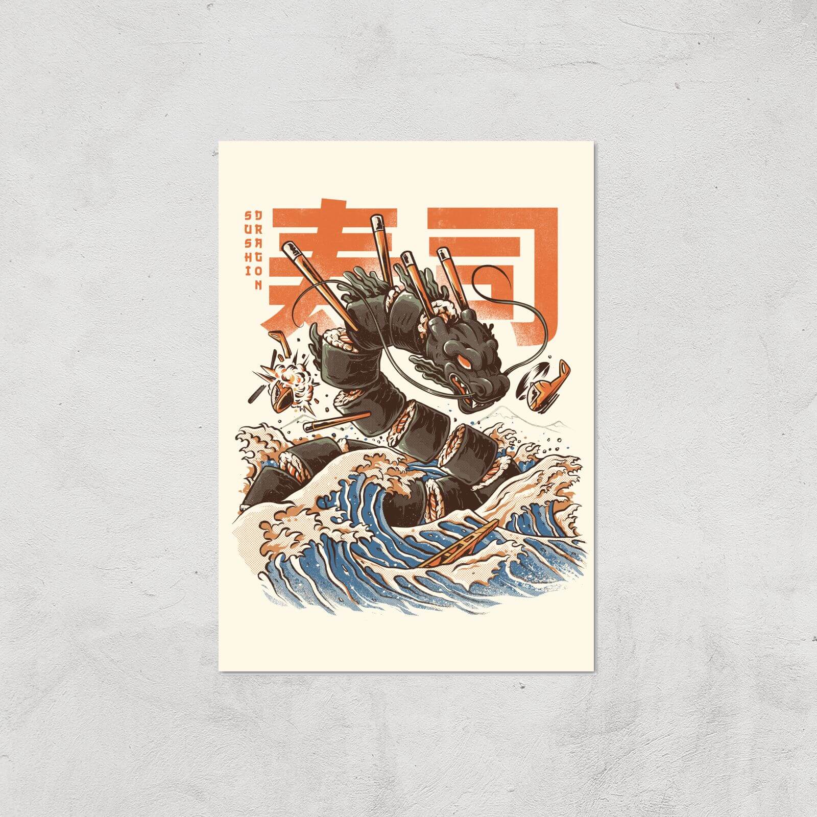 Ilustrata The Great Sushi Dragon Giclee Art Print - A4 - Print Only