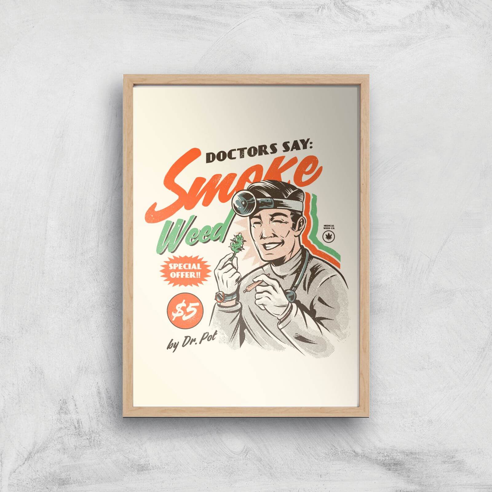 Ilustrata Weed Doctor Advices Giclee Art Print - A3 - Wooden Frame