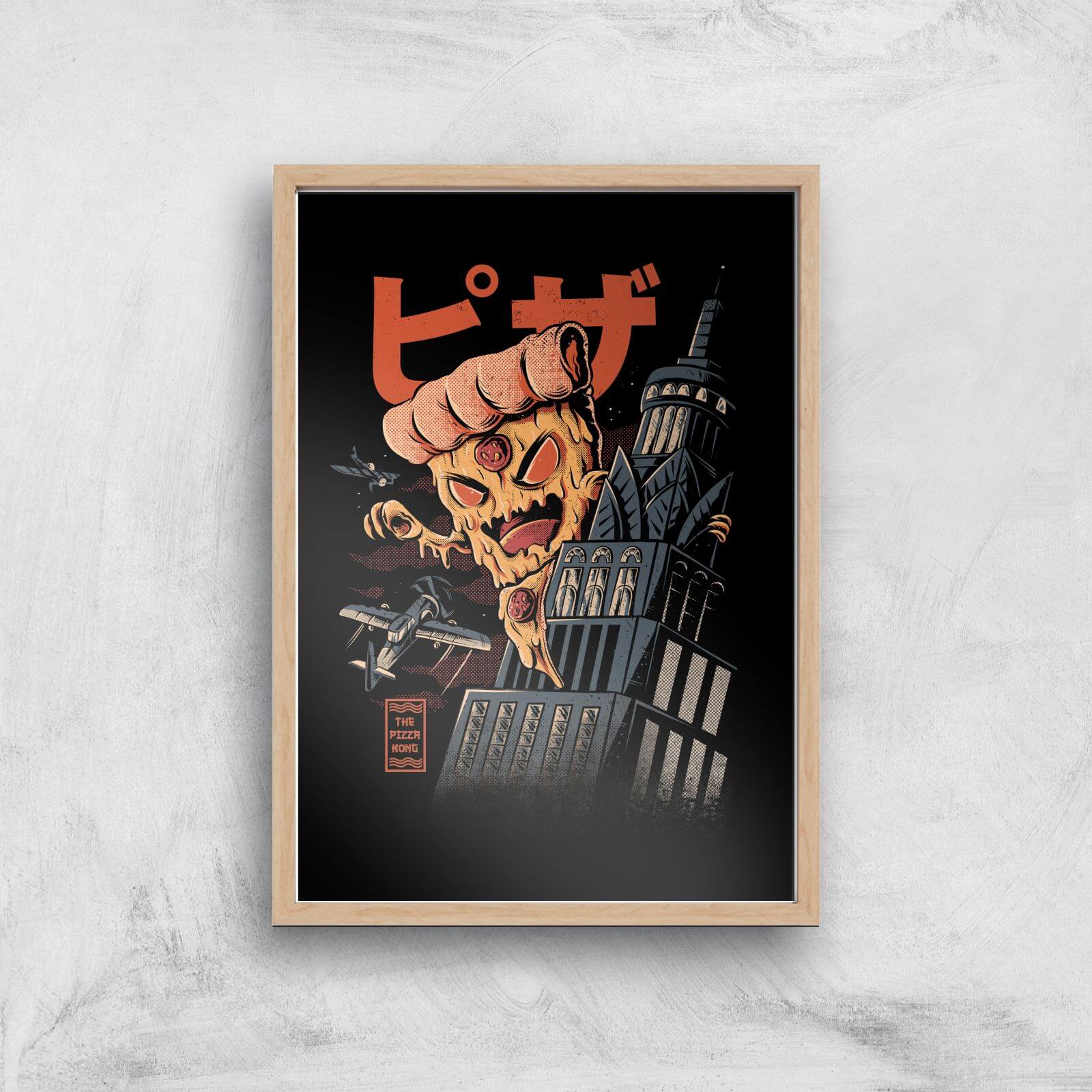 Ilustrata Pizza Kong Giclee Art Print - A2 - Wooden Frame