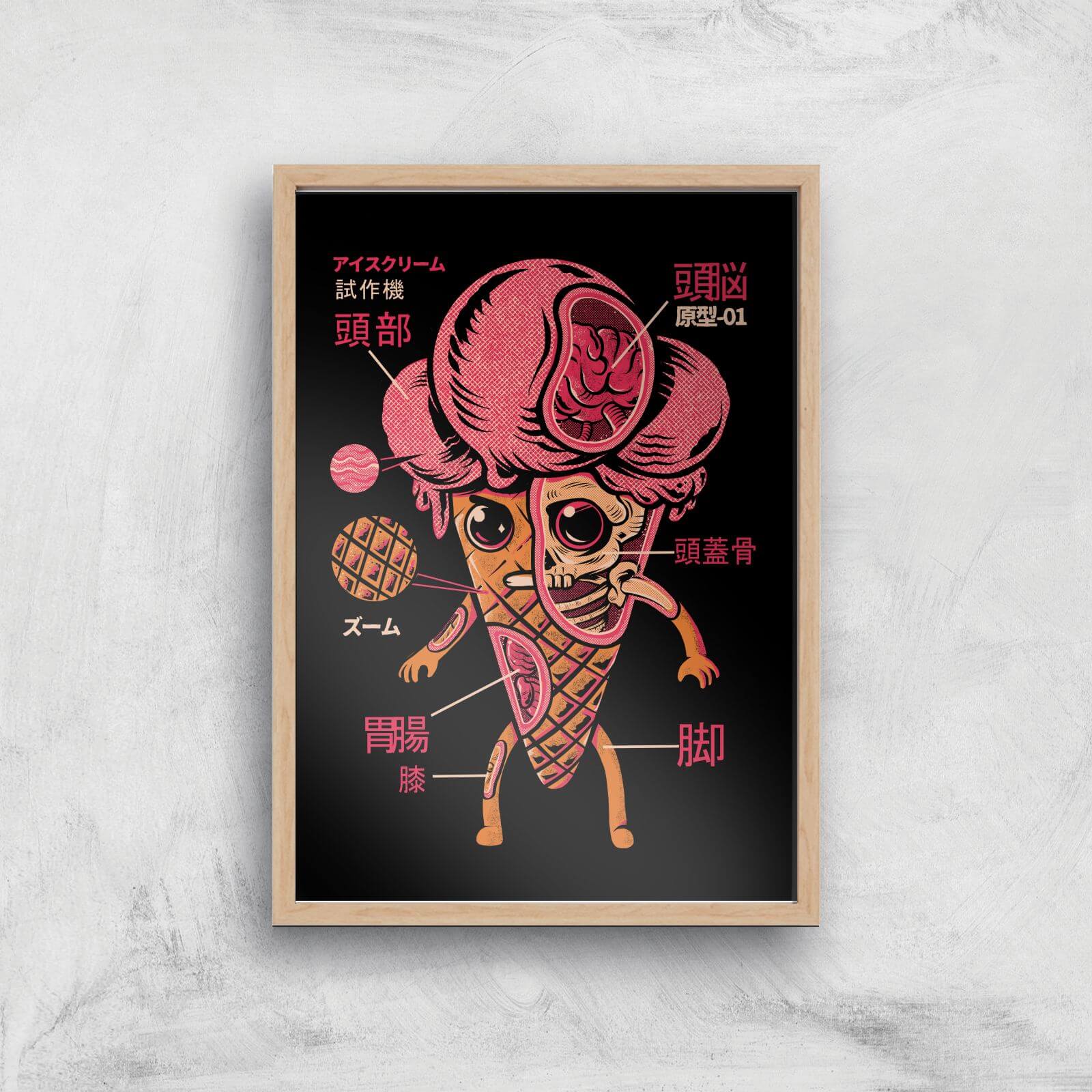 Ilustrata Kaiju Ice Cream Giclee Art Print - A2 - Wooden Frame